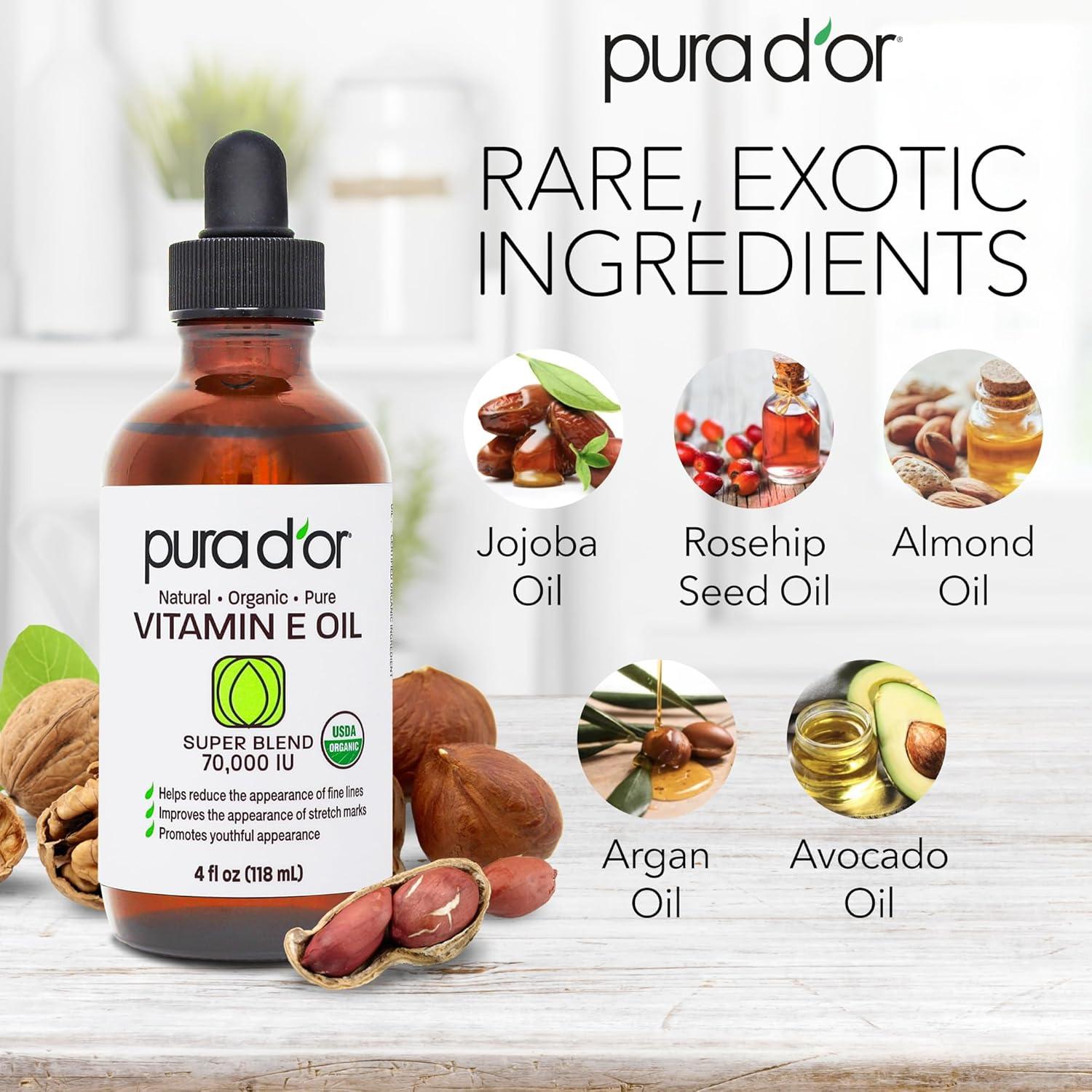 Aceite de Vitamina E PURA D'OR 118 ml Orgánico 100% Natural