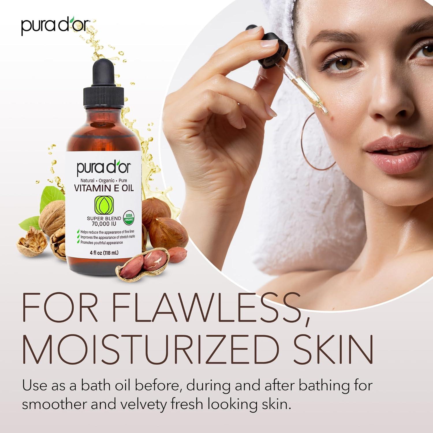 Aceite de Vitamina E PURA D'OR 118 ml Orgánico 100% Natural