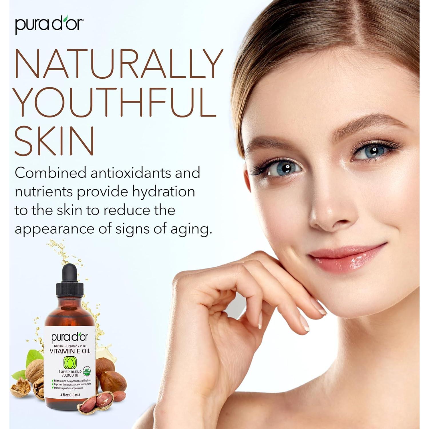 Aceite de Vitamina E PURA D'OR 118 ml Orgánico 100% Natural