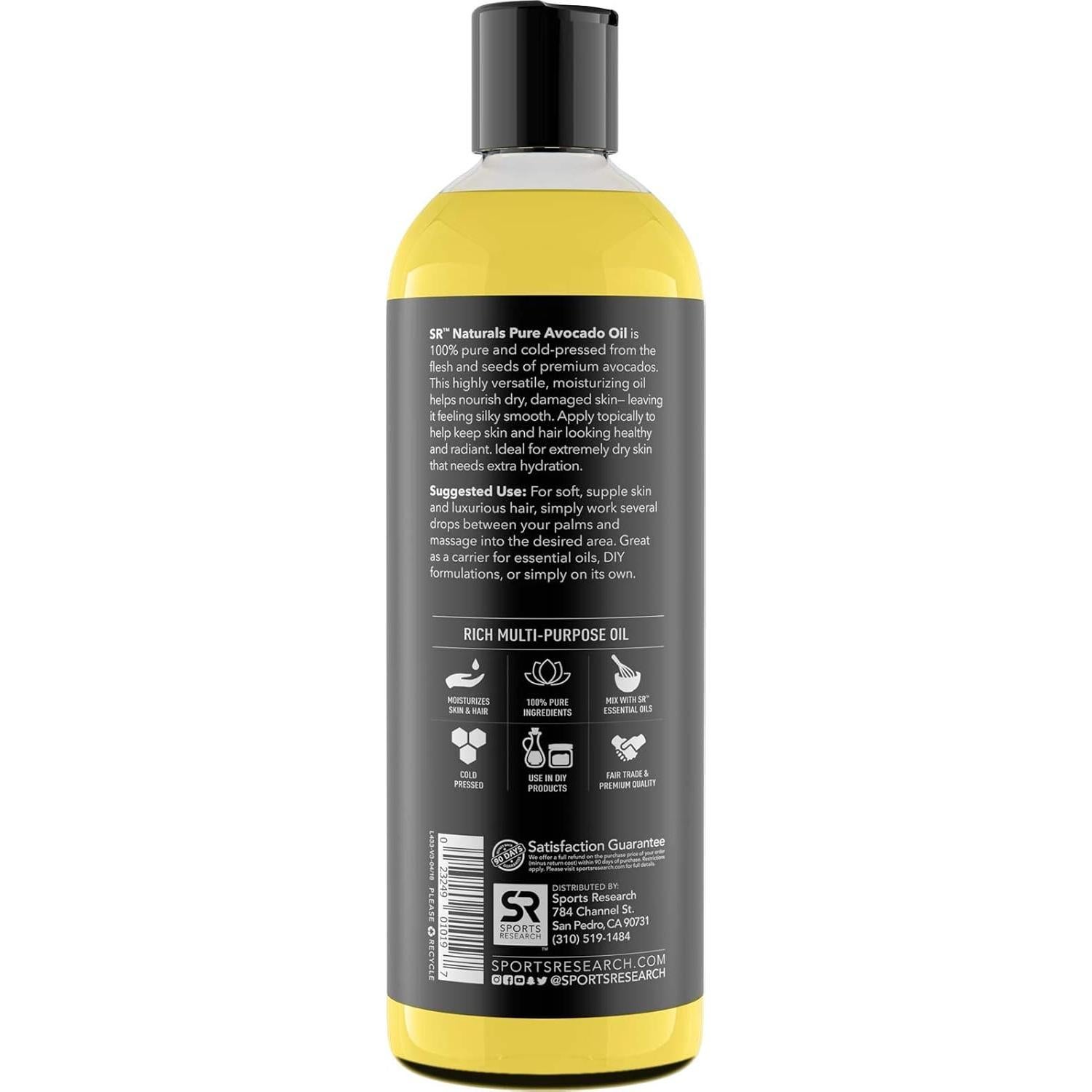 Aceite de Aguacate Puro Sports Research 473ml - Hidratante Cabello y Piel