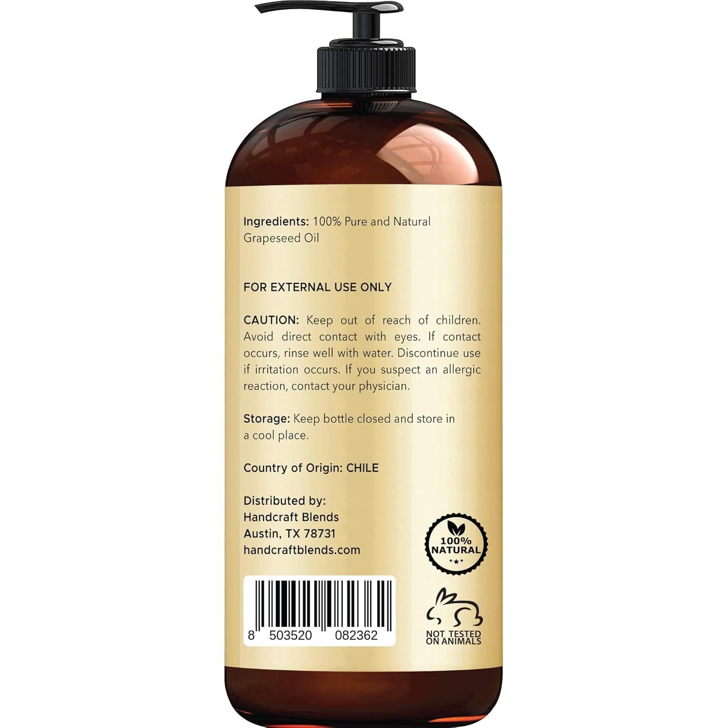 Aceite de Semilla de Uva Handcraft Blends 473 ml - 100% Puro