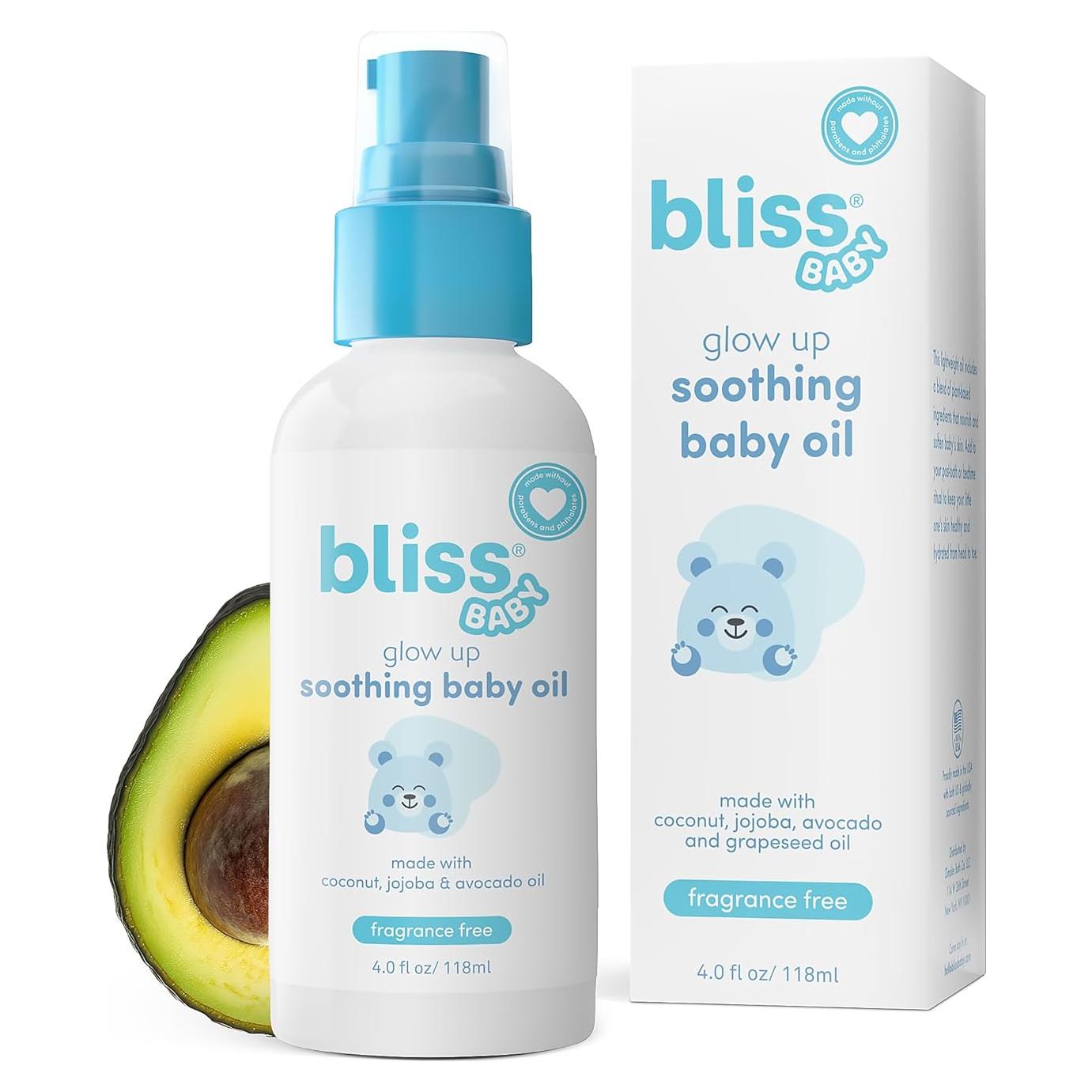Aceite para Bebés Bliss 118 ml, Natural y Vegano, Sin Fragancia