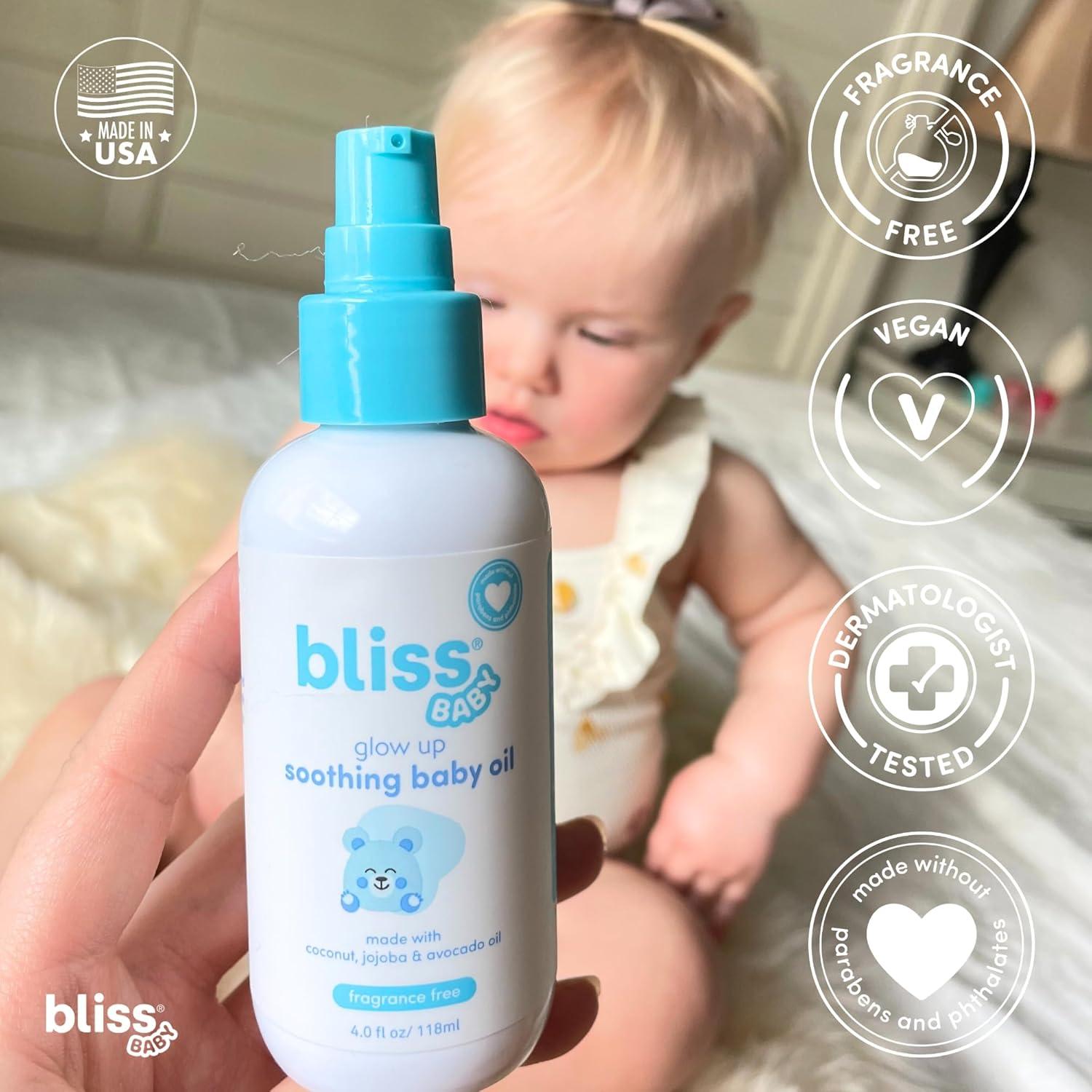 Aceite para Bebés Bliss 118 ml, Natural y Vegano, Sin Fragancia