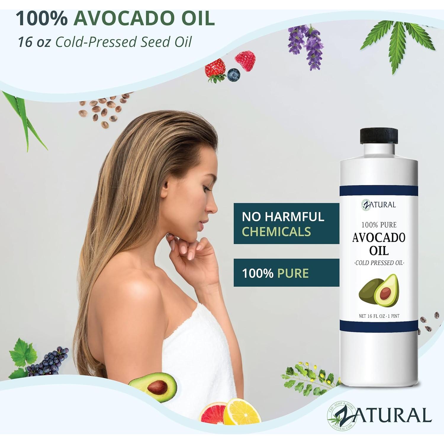 Aceite de Aguacate Zatural 100% Puro 473ml Prensado en Frío