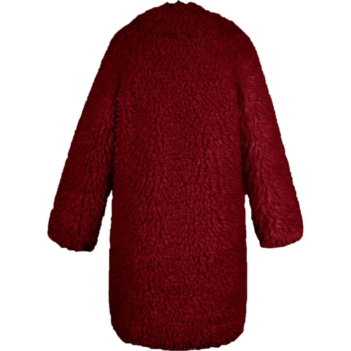 LCMTWX Womens Winter Outerwear Faux Fur Long Jacket Faux Sleeve Short Warm Women's Coat Long Sleeve Pockets Shaggy Purple