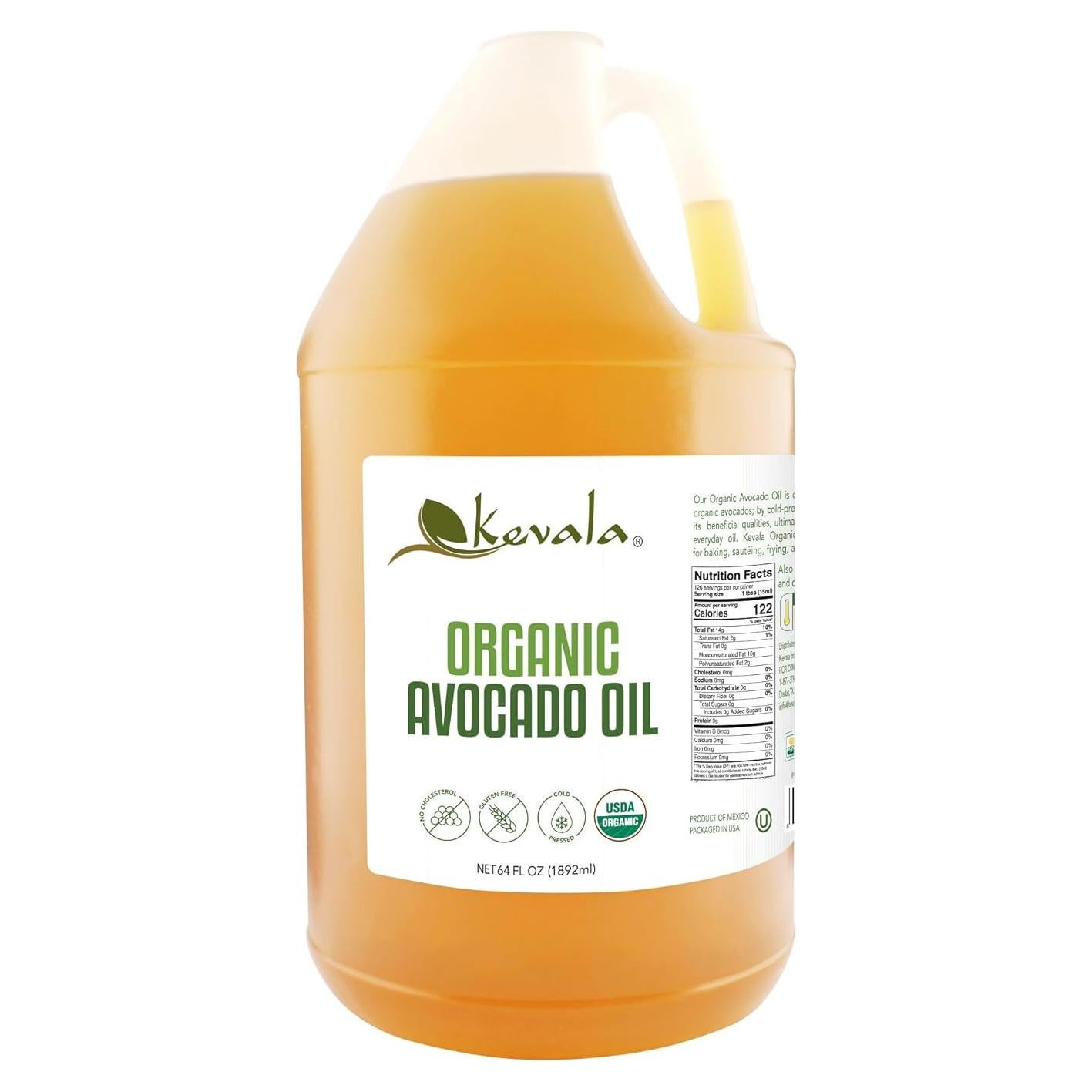 Aceite de Aguacate Orgánico Kevala 1.8L Prensado en Frío