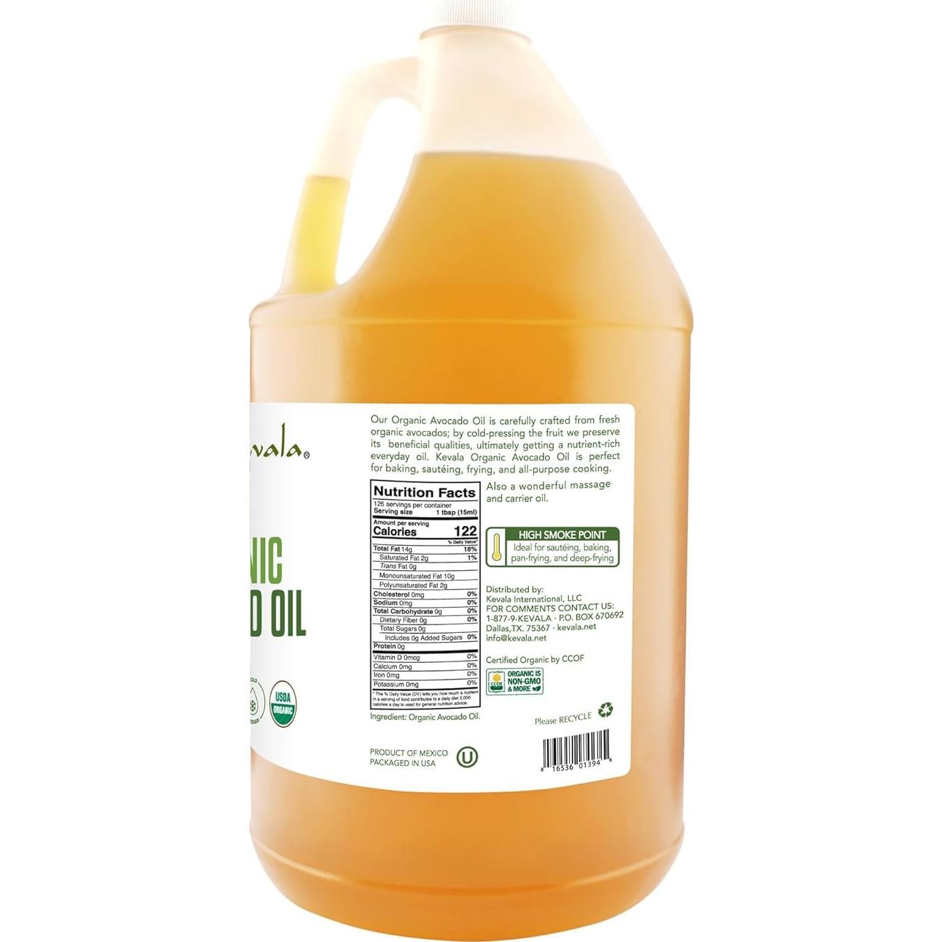 Aceite de Aguacate Orgánico Kevala 1.8L Prensado en Frío