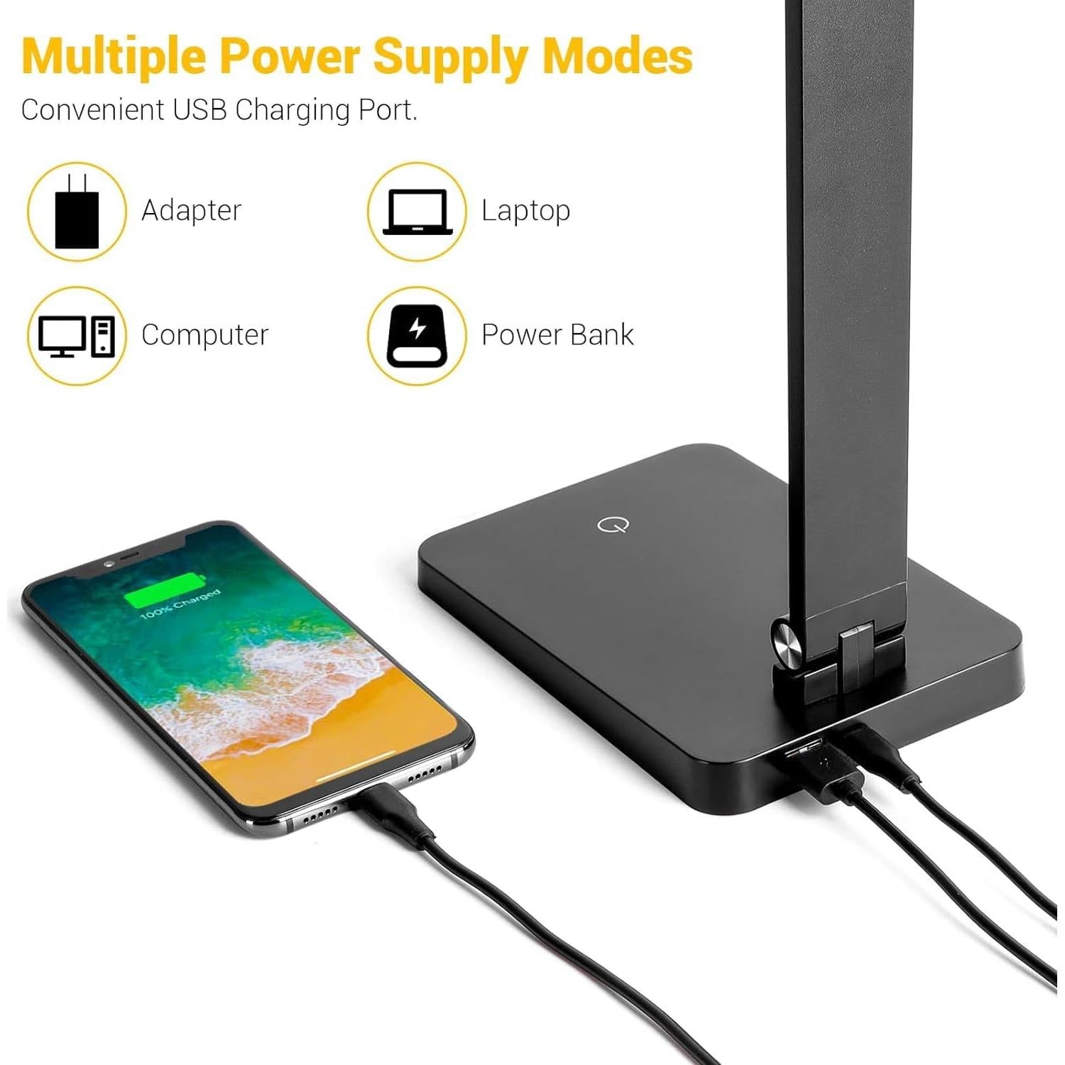 Lámpara de Escritorio LED BEST WORLD WLM390, 3 Niveles, USB