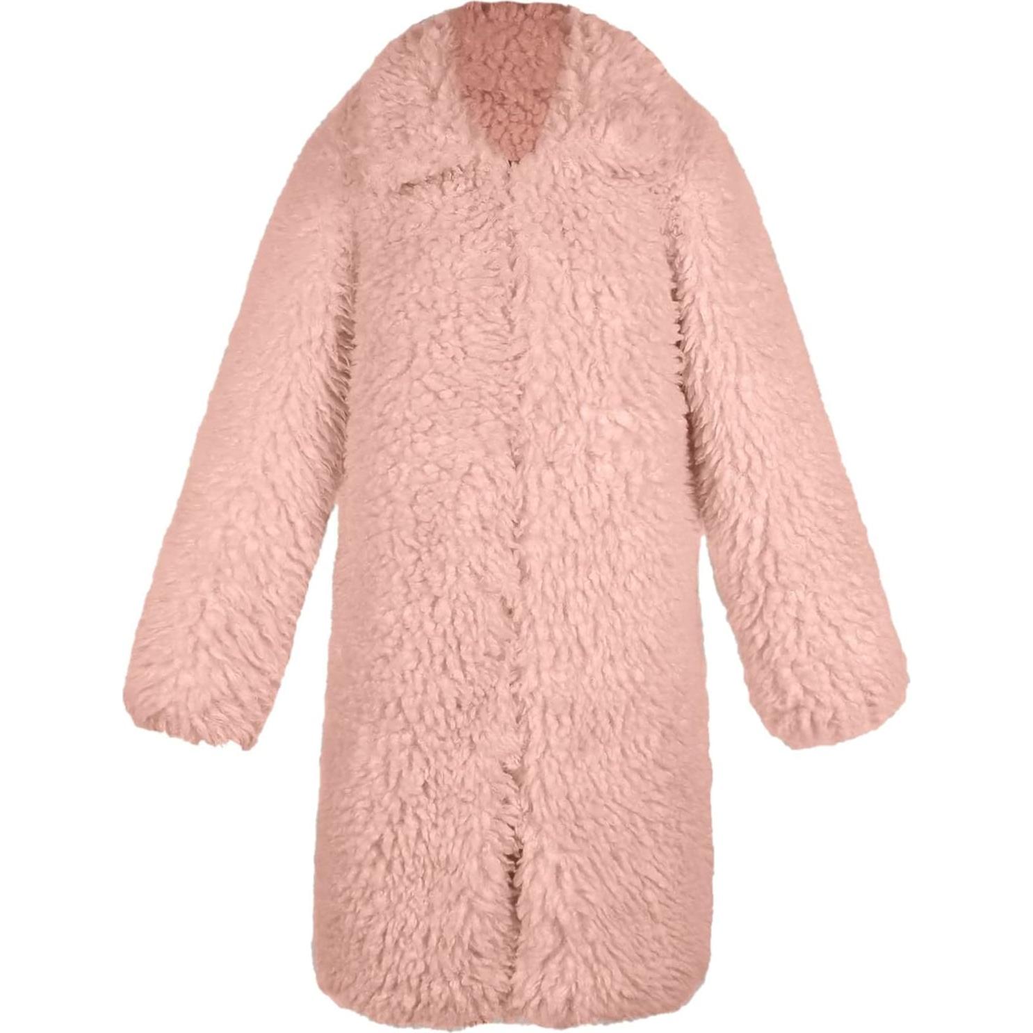 LCMTWX Womens Winter Outerwear Faux Fur Long Jacket Faux Sleeve Short Warm Women's Coat Long Sleeve Pockets Shaggy Purple