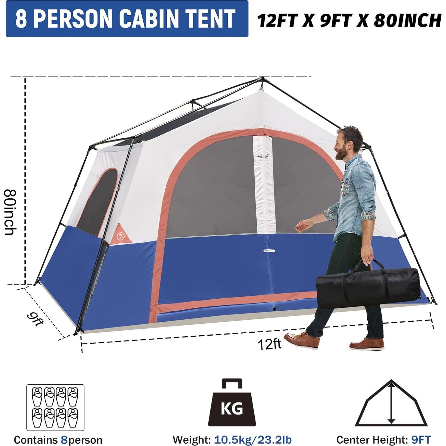 HIKERGARDEN Carpa Familiar para 6 Personas - Resistente al Agua
