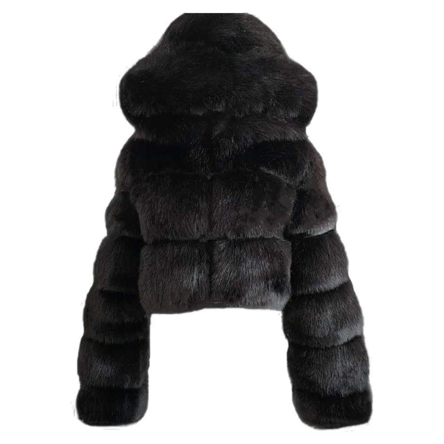 LCMTWX Womens Winter Outerwear Faux Fur Long Jacket Faux Sleeve Short Warm Women's Coat Long Sleeve Pockets Shaggy Purple