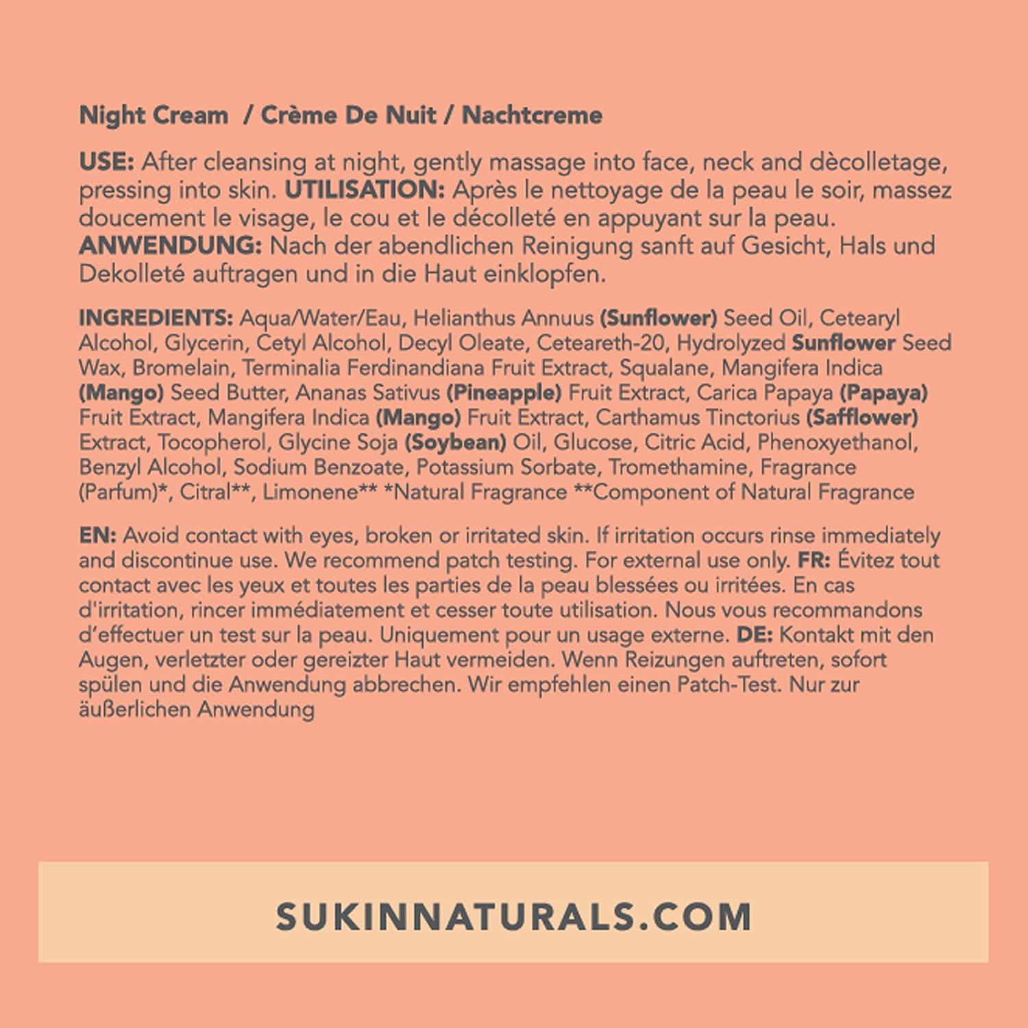 Hidratante Nocturno Sukin con Ciruela Kakadu y Vitamina E 48g