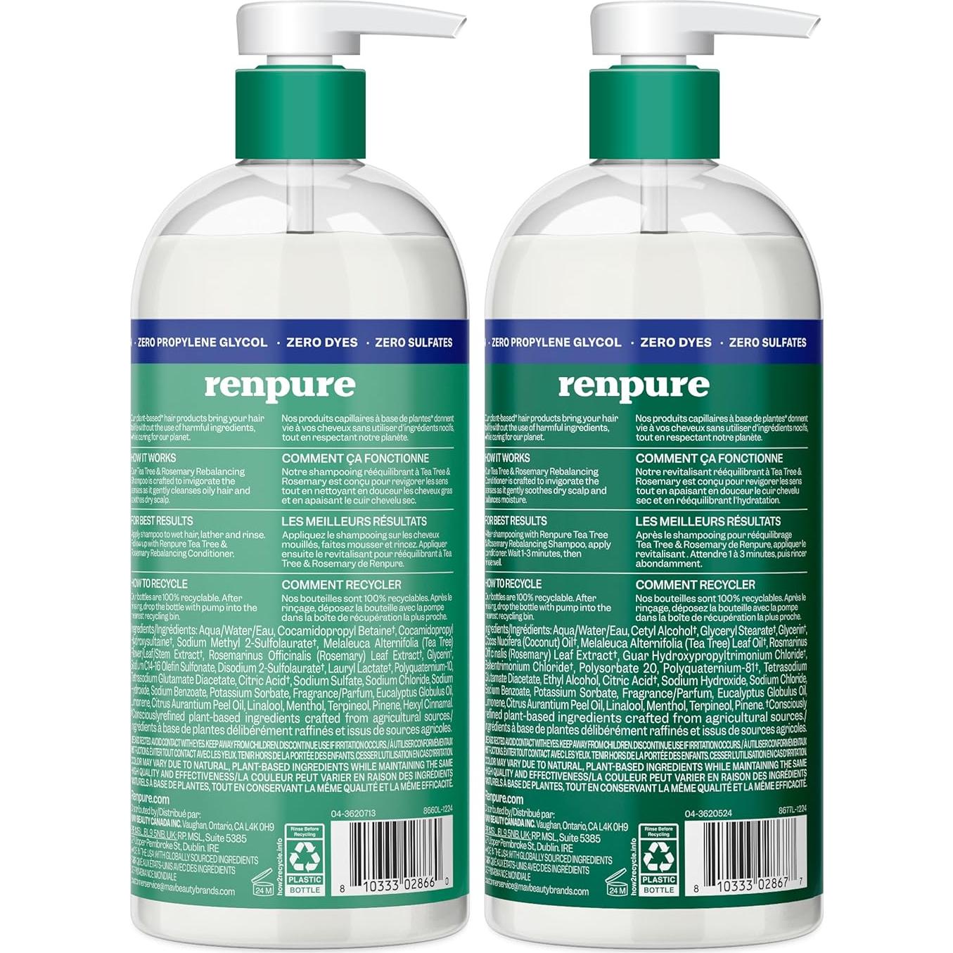 Champú y Acondicionador Renpure Árbol de Té y Romero 710 ml