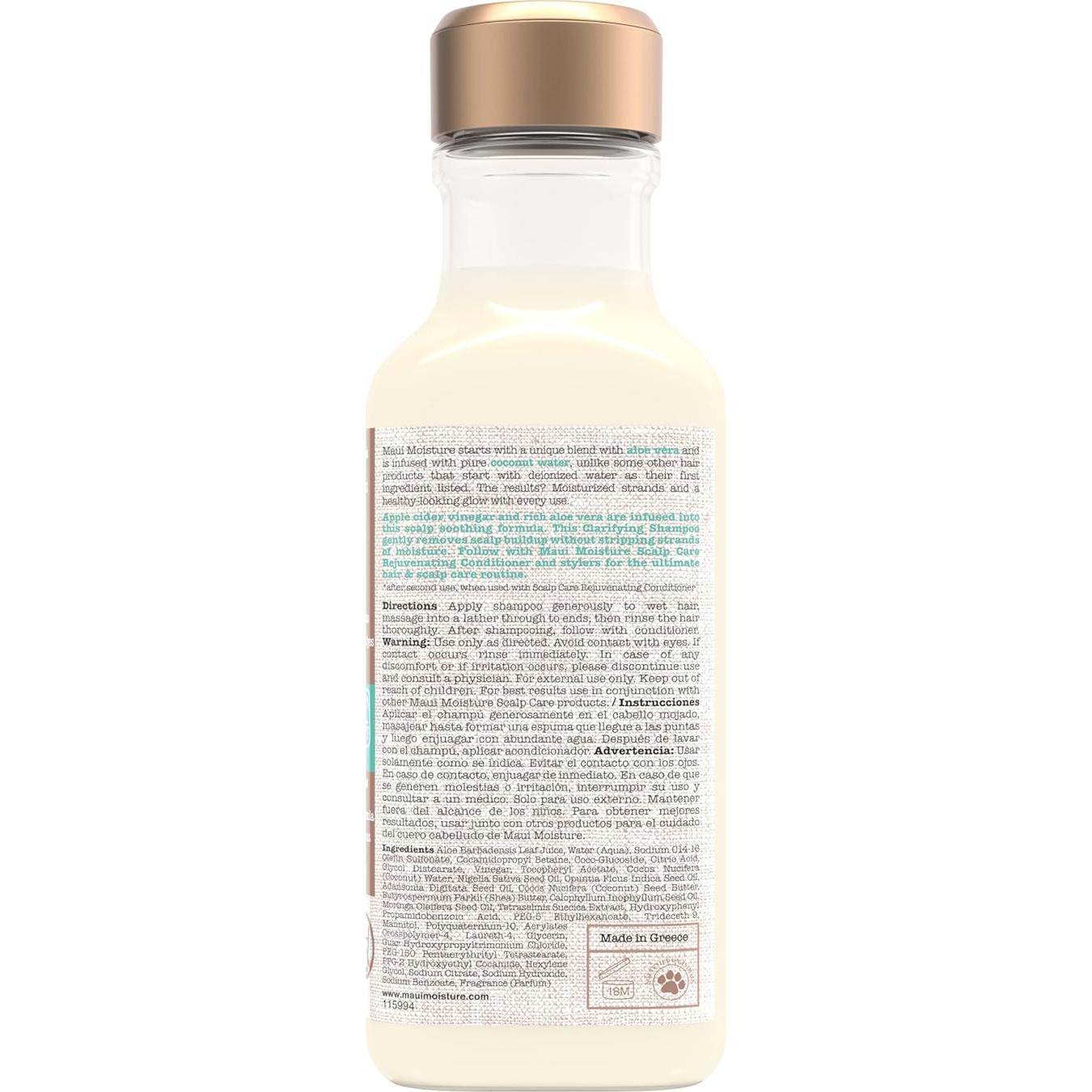 Champú Aclarador Maui Moisture 384 ml - Cabello Rizado con Vinagre de Sidra de Manzana