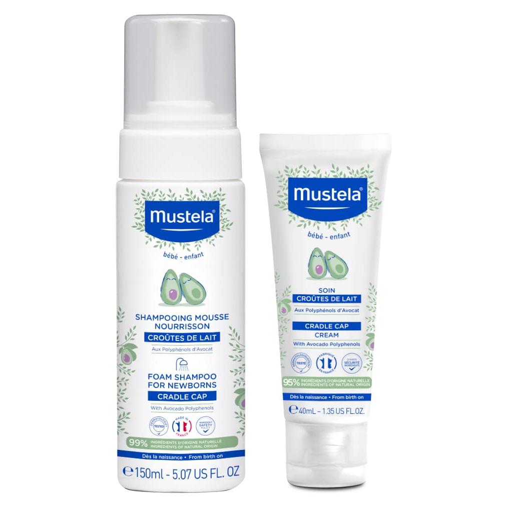 Conjunto Capuchón de Cuna Mustela Baby - Champú y Crema 2 Piezas