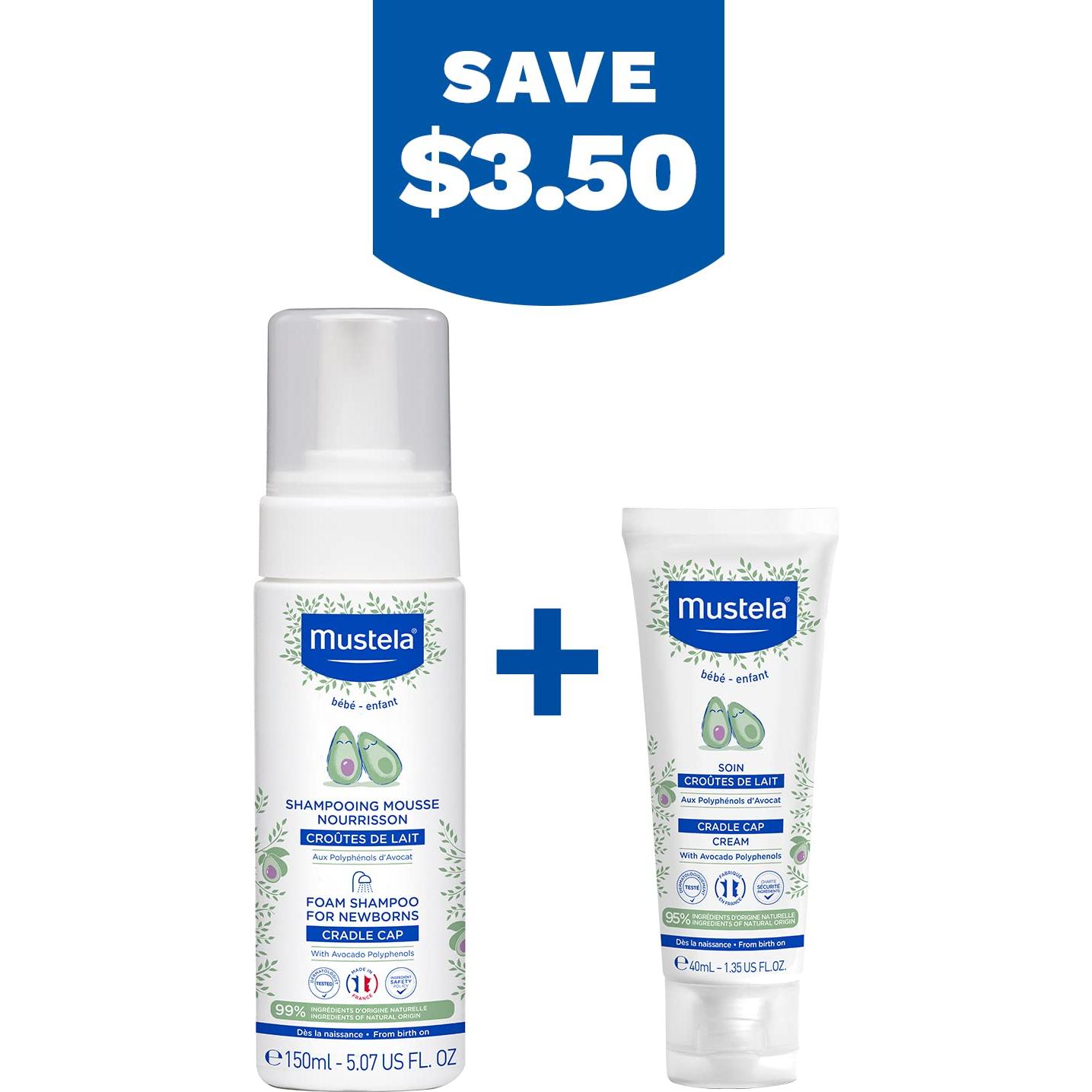 Conjunto Capuchón de Cuna Mustela Baby - Champú y Crema 2 Piezas