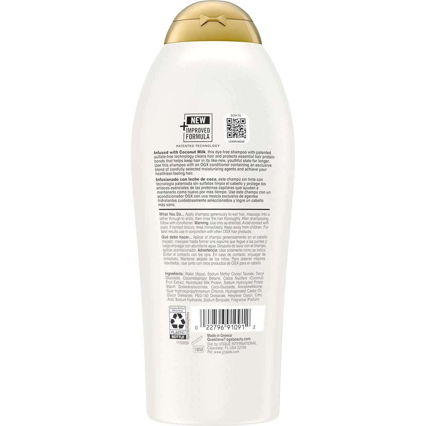 Champú OGX Nutritivo + Leche de Coco 750 ml Hidratante