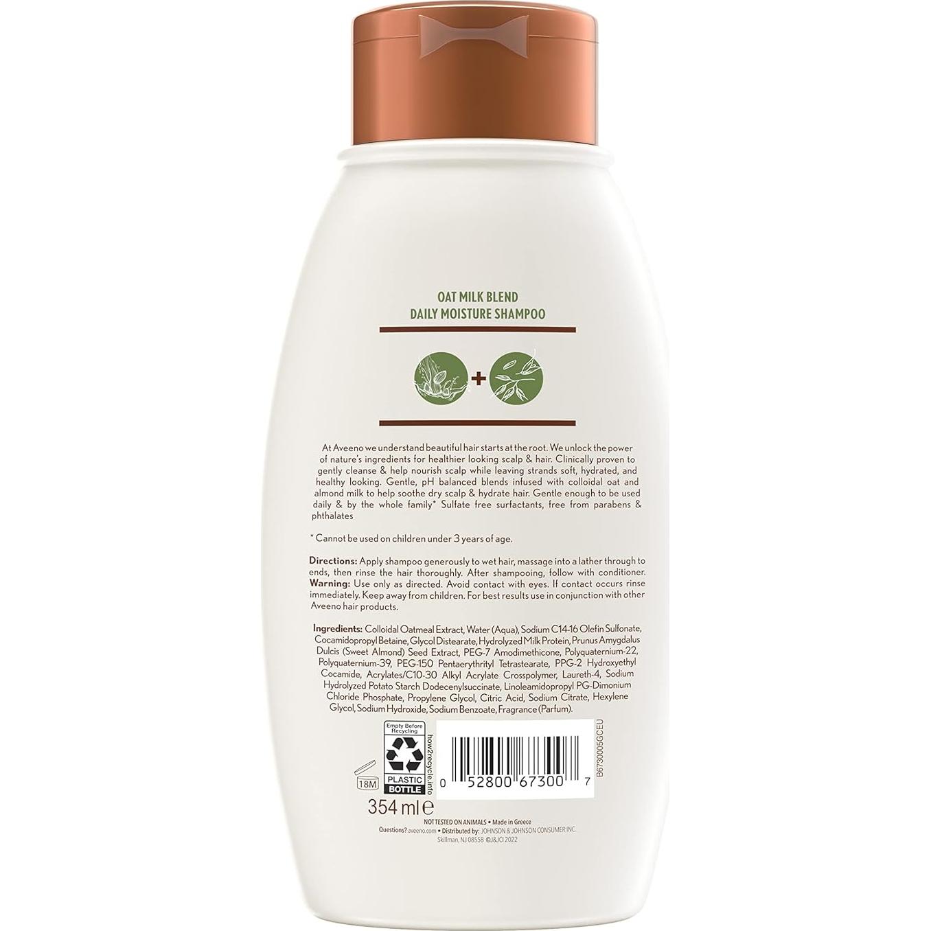 Champú Aveeno Hidratante 354 ml Sin Sulfatos y Parabenos