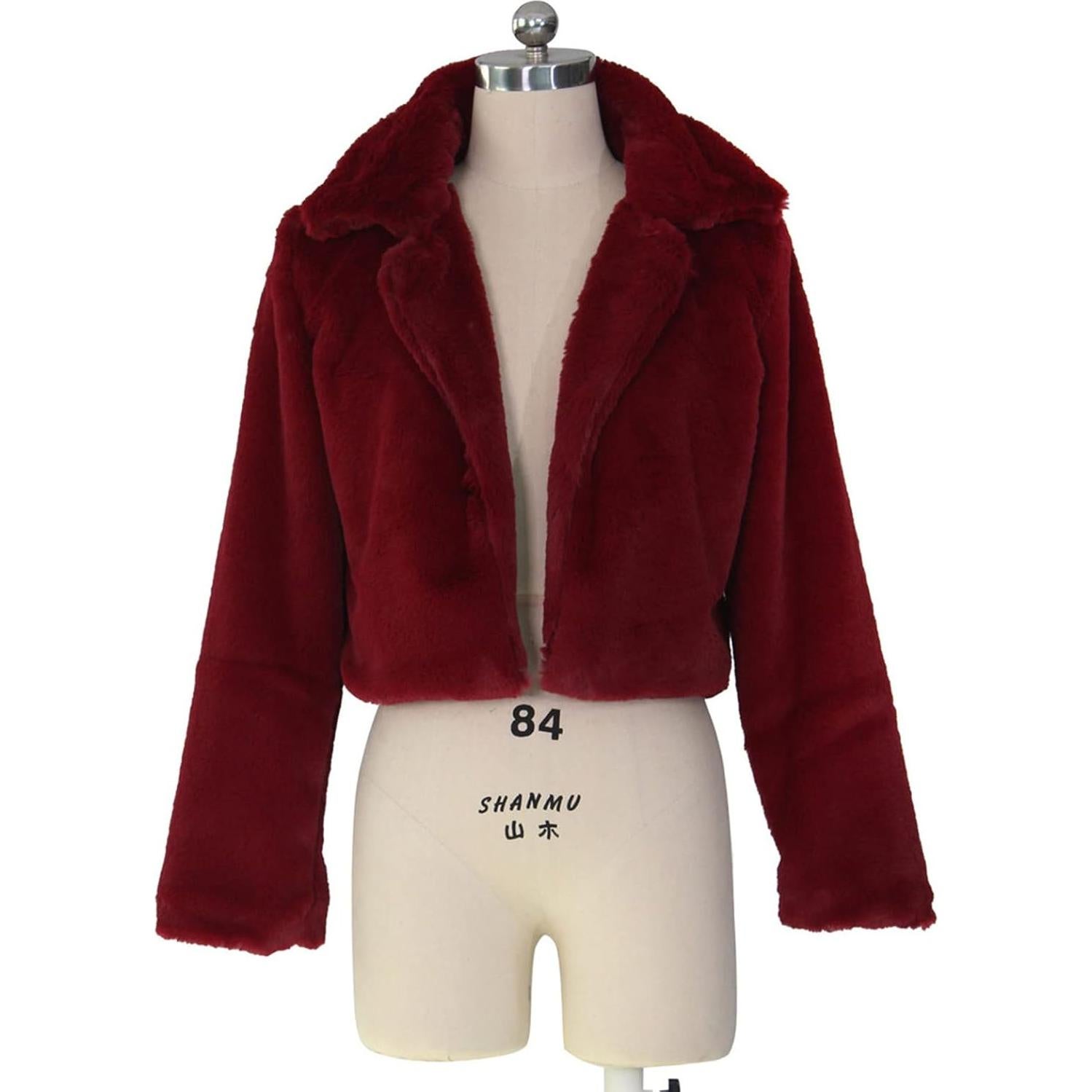 LCMTWX Womens Winter Outerwear Faux Fur Long Jacket Faux Sleeve Short Warm Women's Coat Long Sleeve Pockets Shaggy Purple