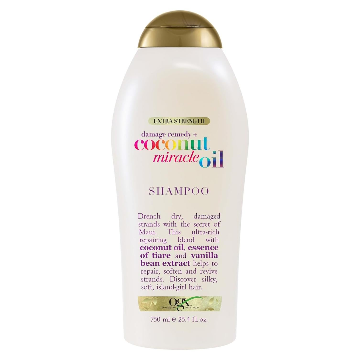 Champú OGX Extra Fuerte 750 ml - Reparador de Daños con Coco