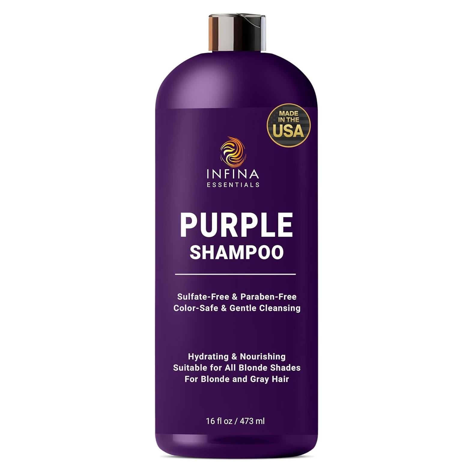 Champú Púrpura INFINA ESSENTIALS 473 ml para Cabello Rubio y Gris