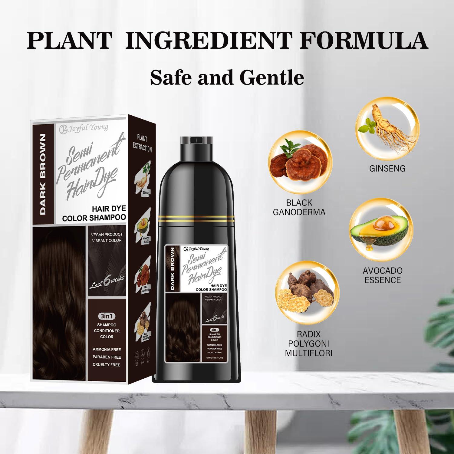 Champú Vegano para Teñir Cabello Joyful Young 400ml - Marrón Oscuro