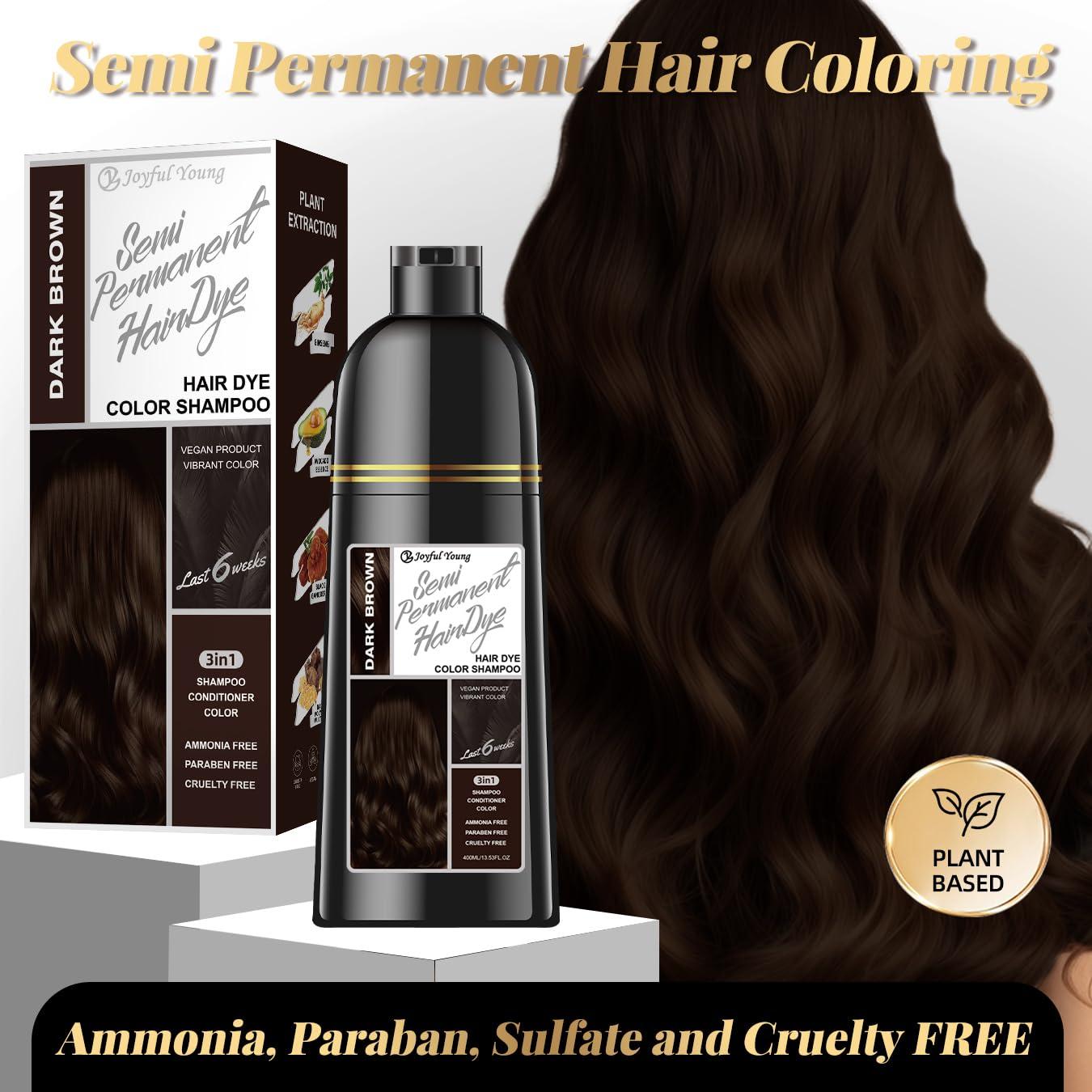 Champú Vegano para Teñir Cabello Joyful Young 400ml - Marrón Oscuro