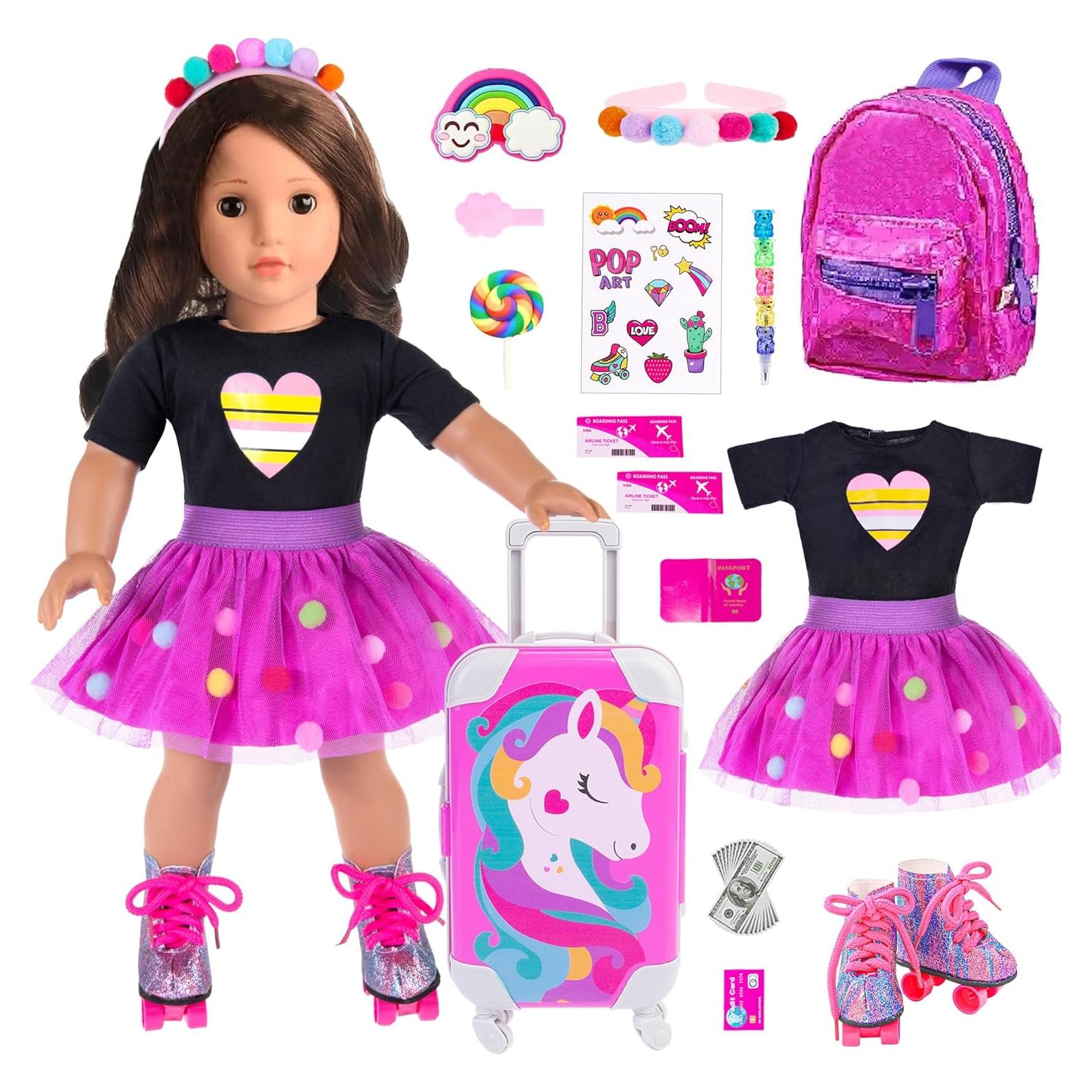 Conjunto Ropa y Accesorios para Muñecas 18" Ebuddy Unicornio