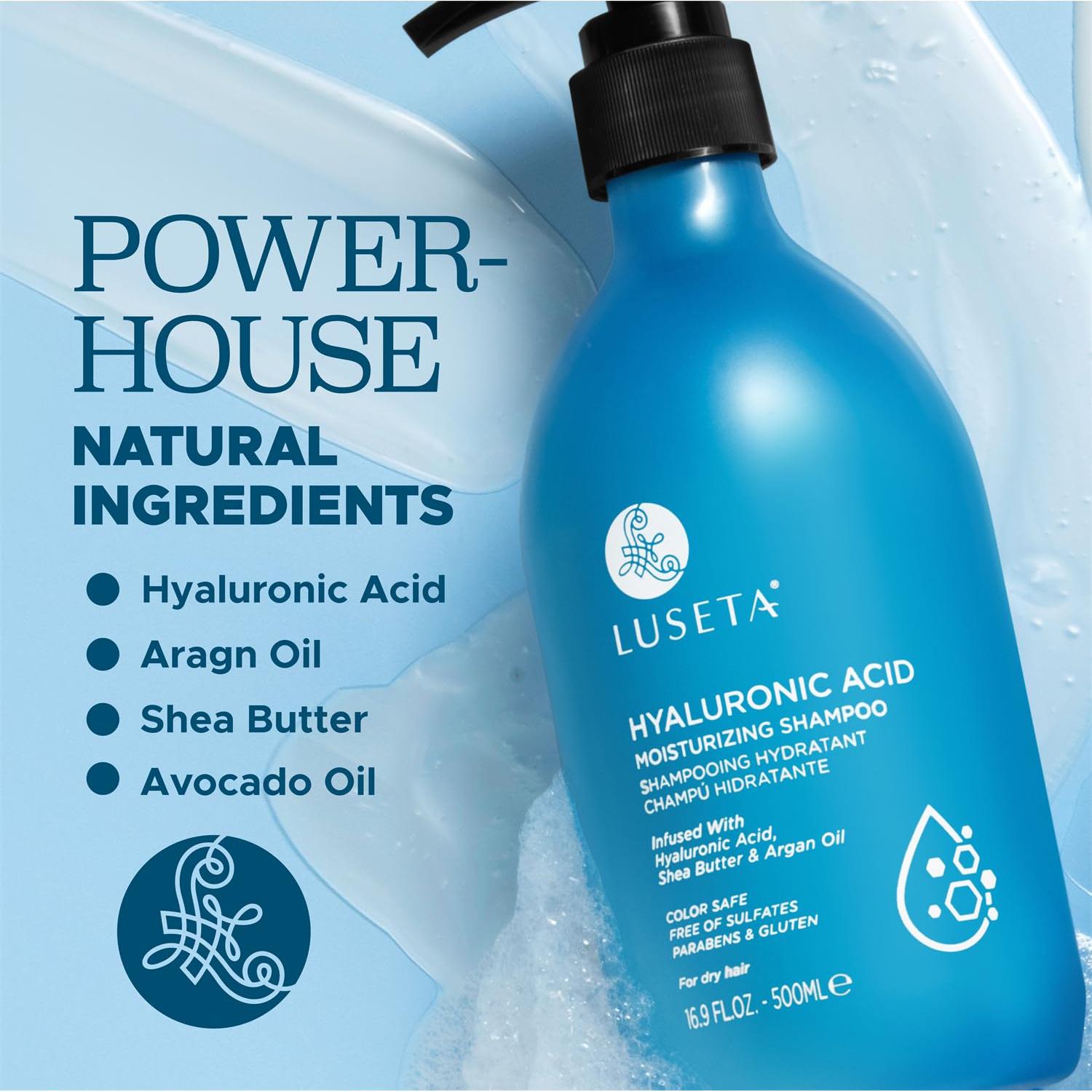 Champú Hidratante Luseta 1L Ácido Hialurónico Sin Sulfatos
