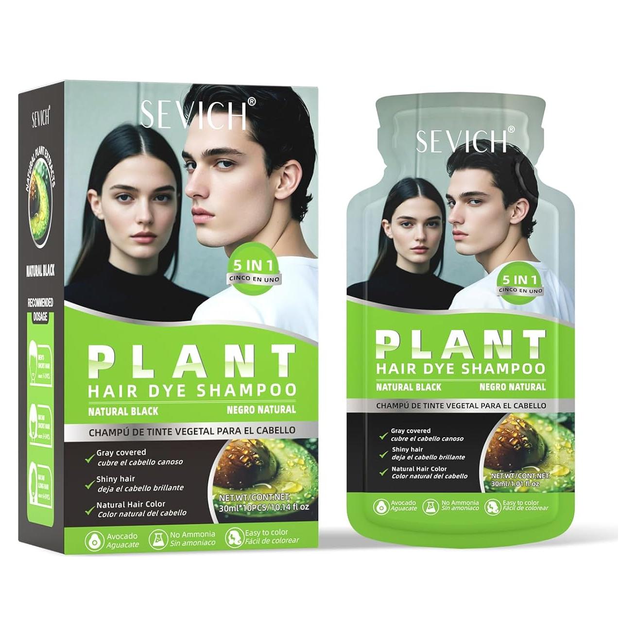 Tinte para Cabello SEVICH 10 Sobres 30ml Negro Natural 5 en 1