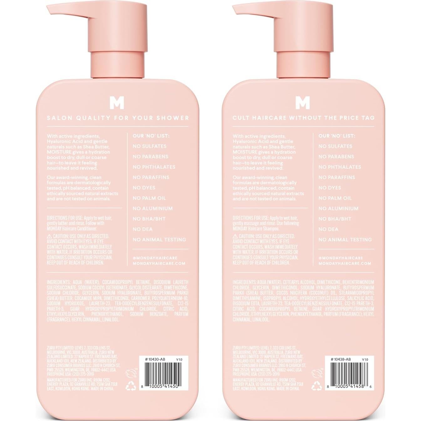 Set de Champú y Acondicionador Moisture MONDAY 765g para Cabello Seco