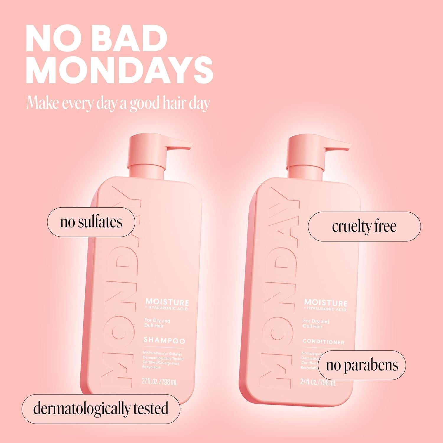 Set de Champú y Acondicionador Moisture MONDAY 765g para Cabello Seco