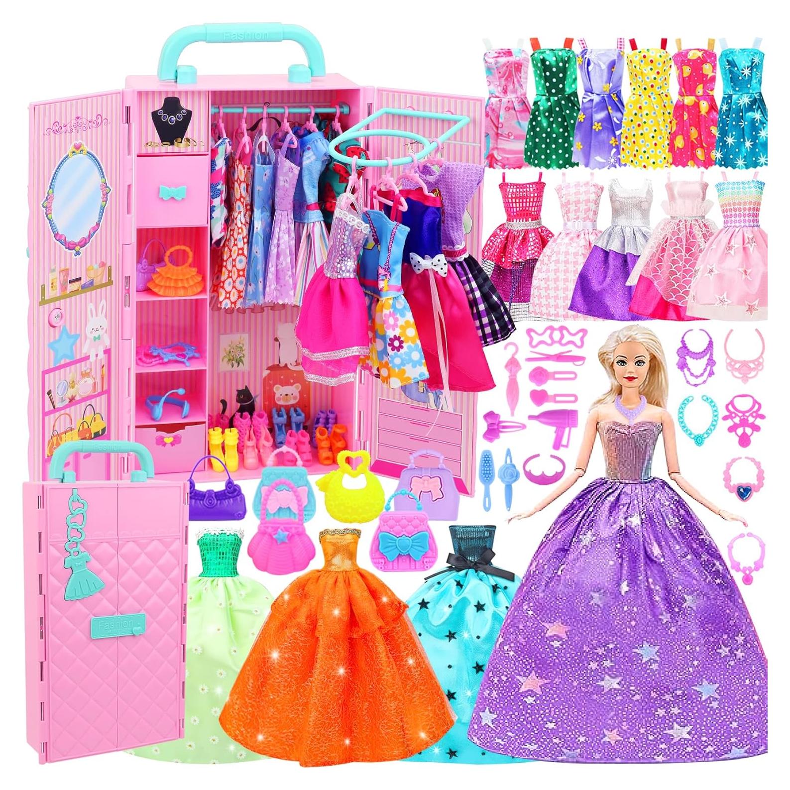 Closet de Muñecas ZITA 108 Pcs 29.21 cm Rosa con Ropa y Accesorios