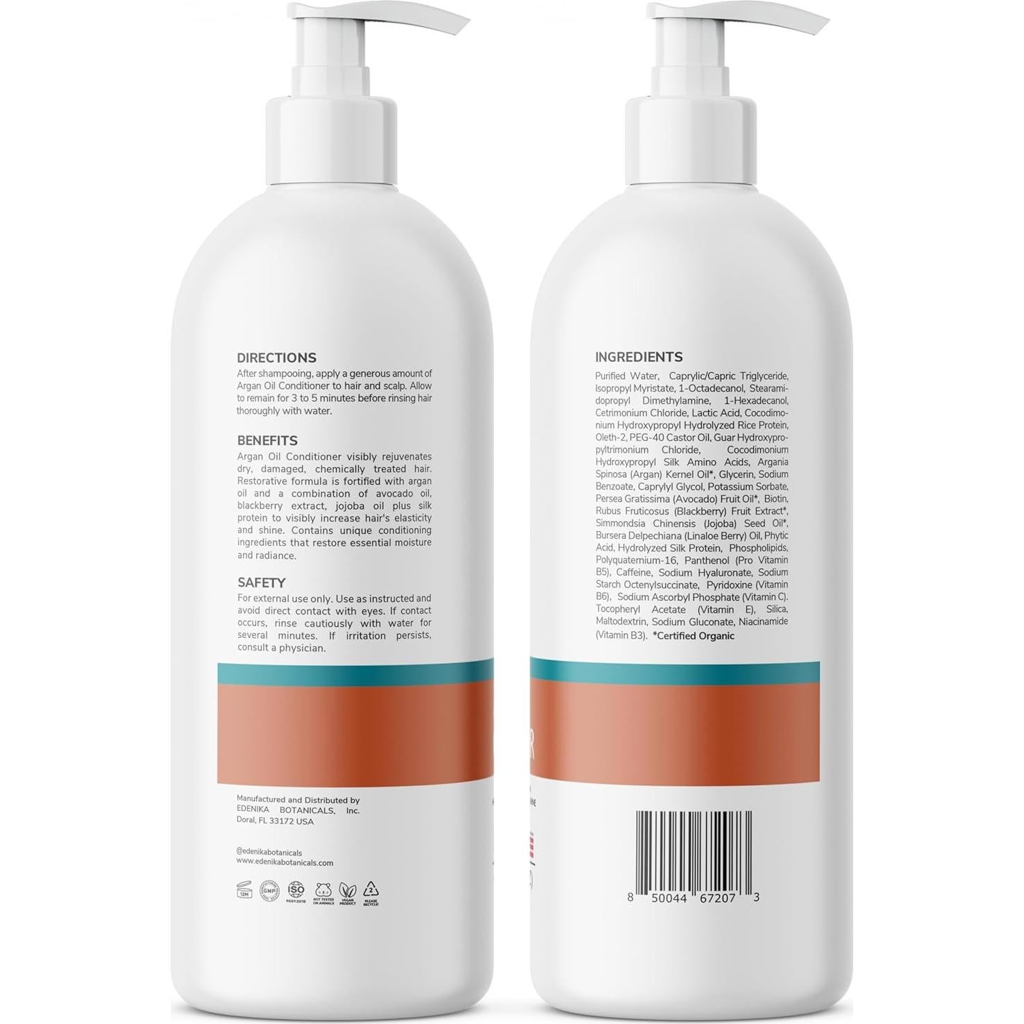 Acondicionador Hidratante Edenika 473 ml - Aceite de Argán y Jojoba