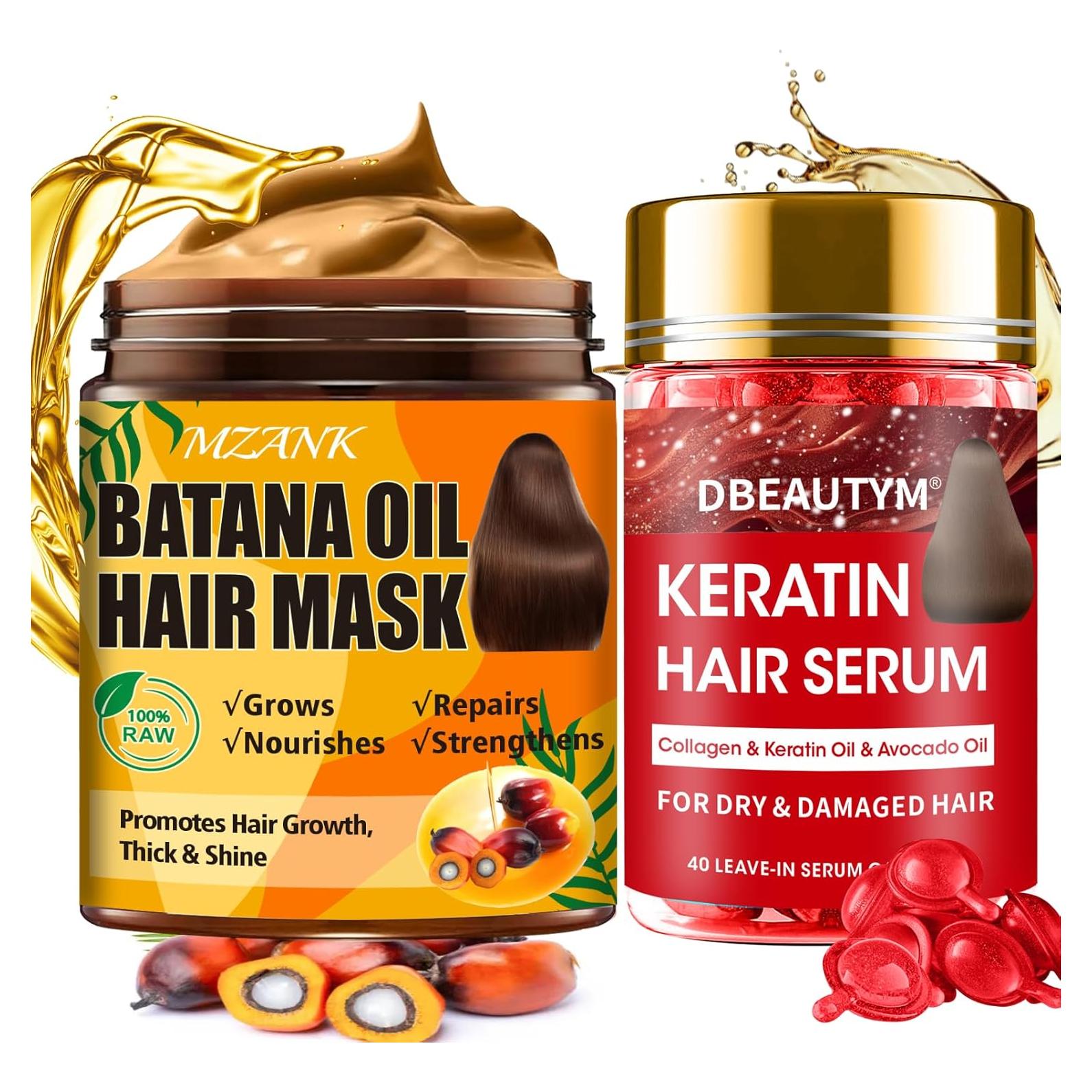 Aceite de Batana MZANK 256g + Suero de Queratin 40 Cápsulas