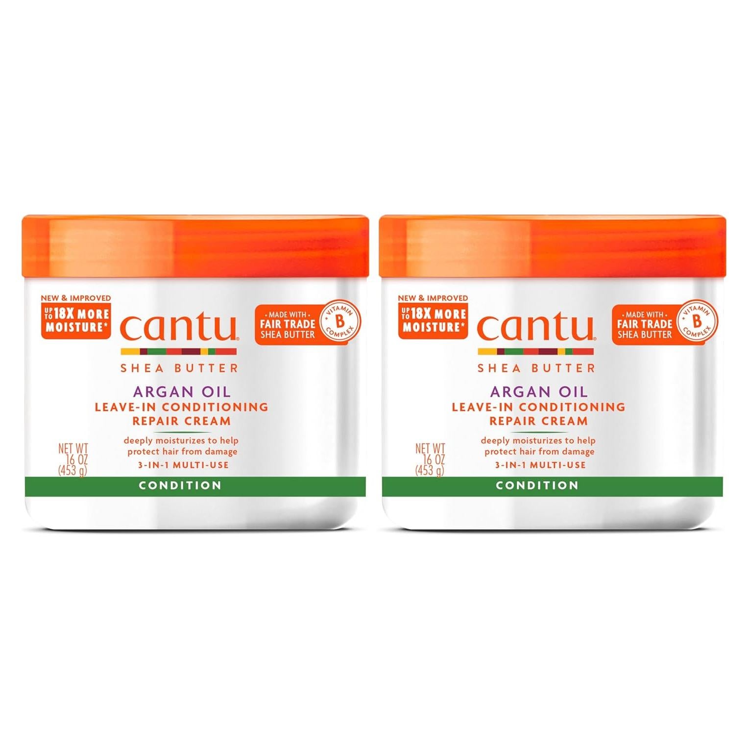 Crema Reparadora Sin Enjuague Cantu con Aceite de Argán 2x480ml