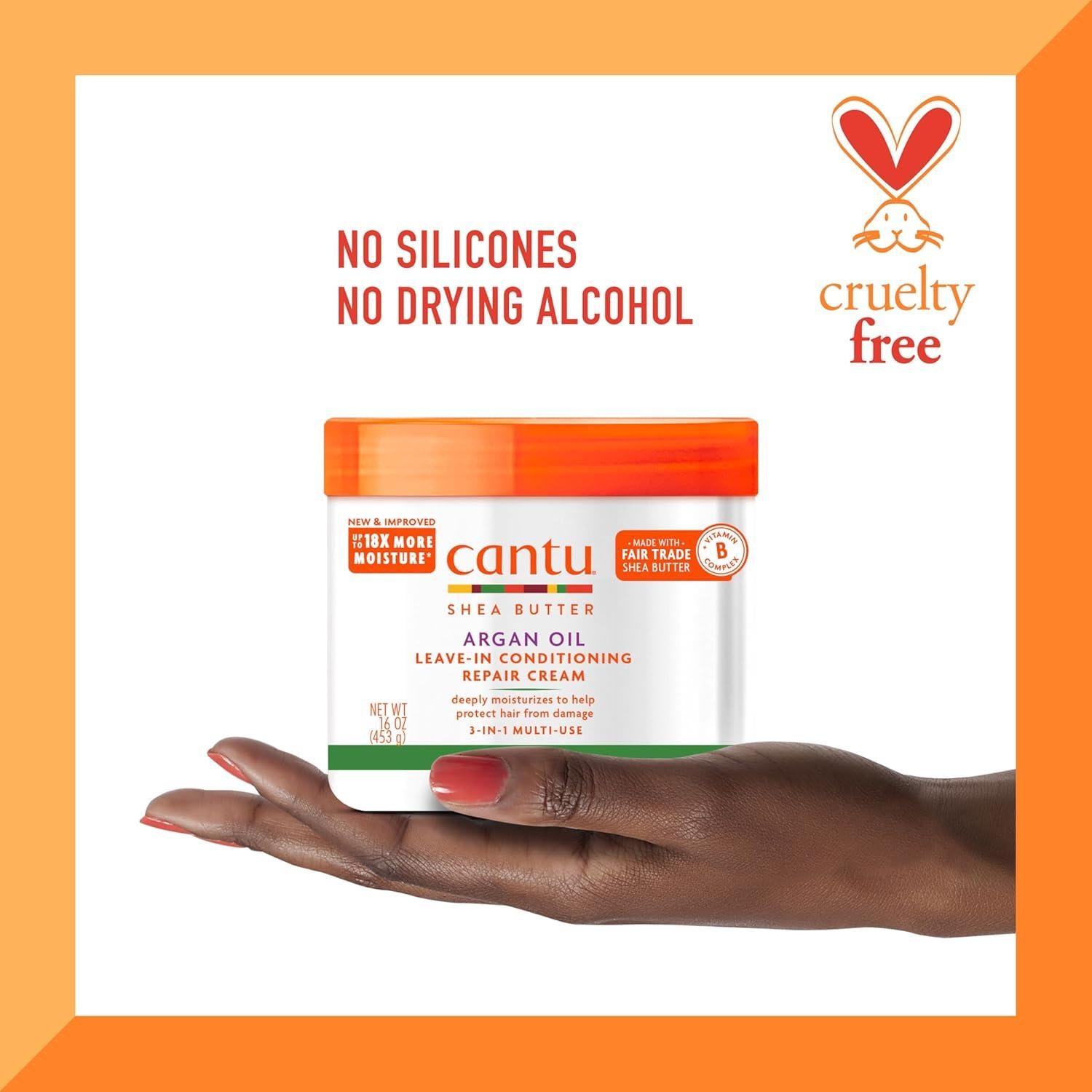 Crema Reparadora Sin Enjuague Cantu con Aceite de Argán 2x480ml