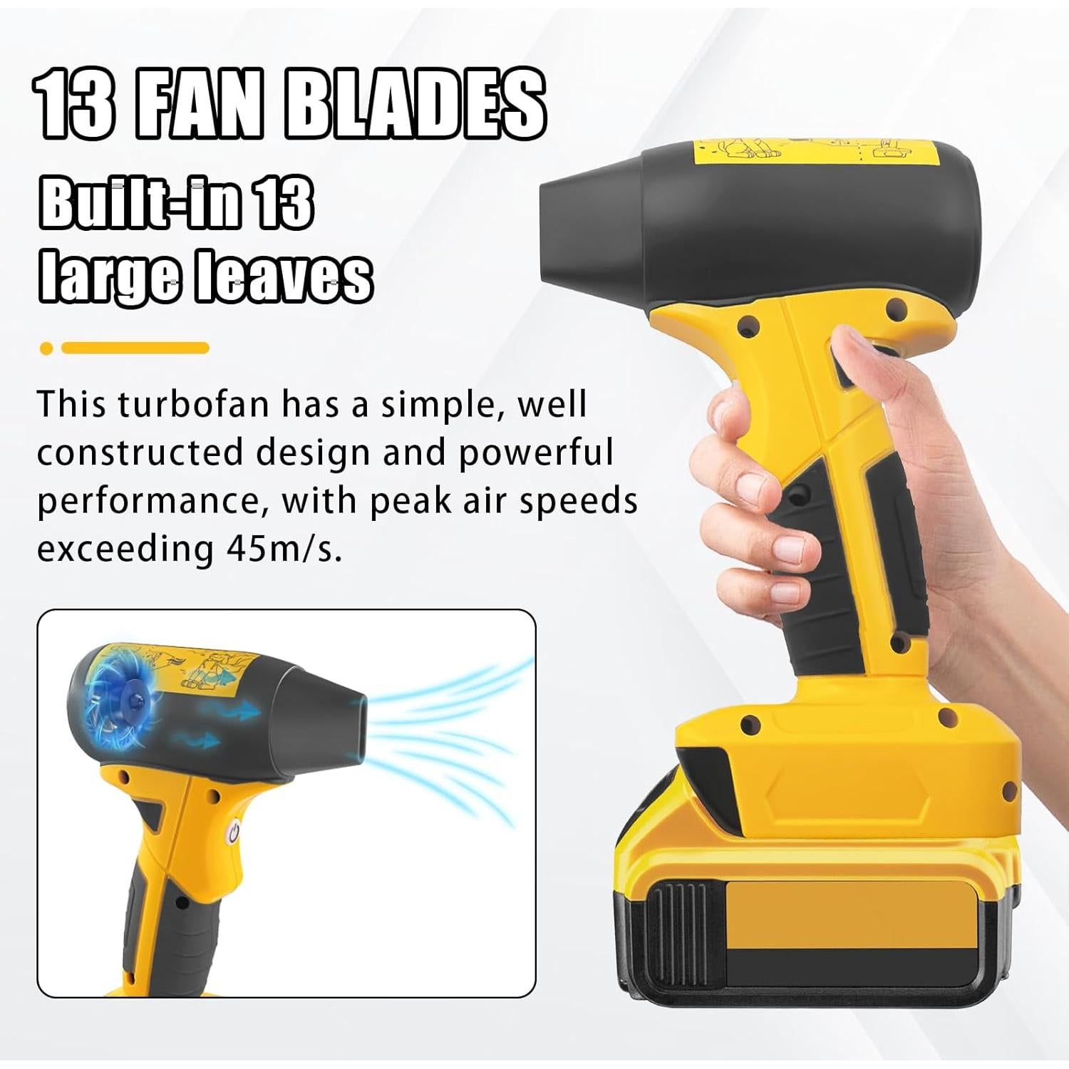 Soplador Portátil TPDL Dewalt 20V 130000RPM 4 Velocidades