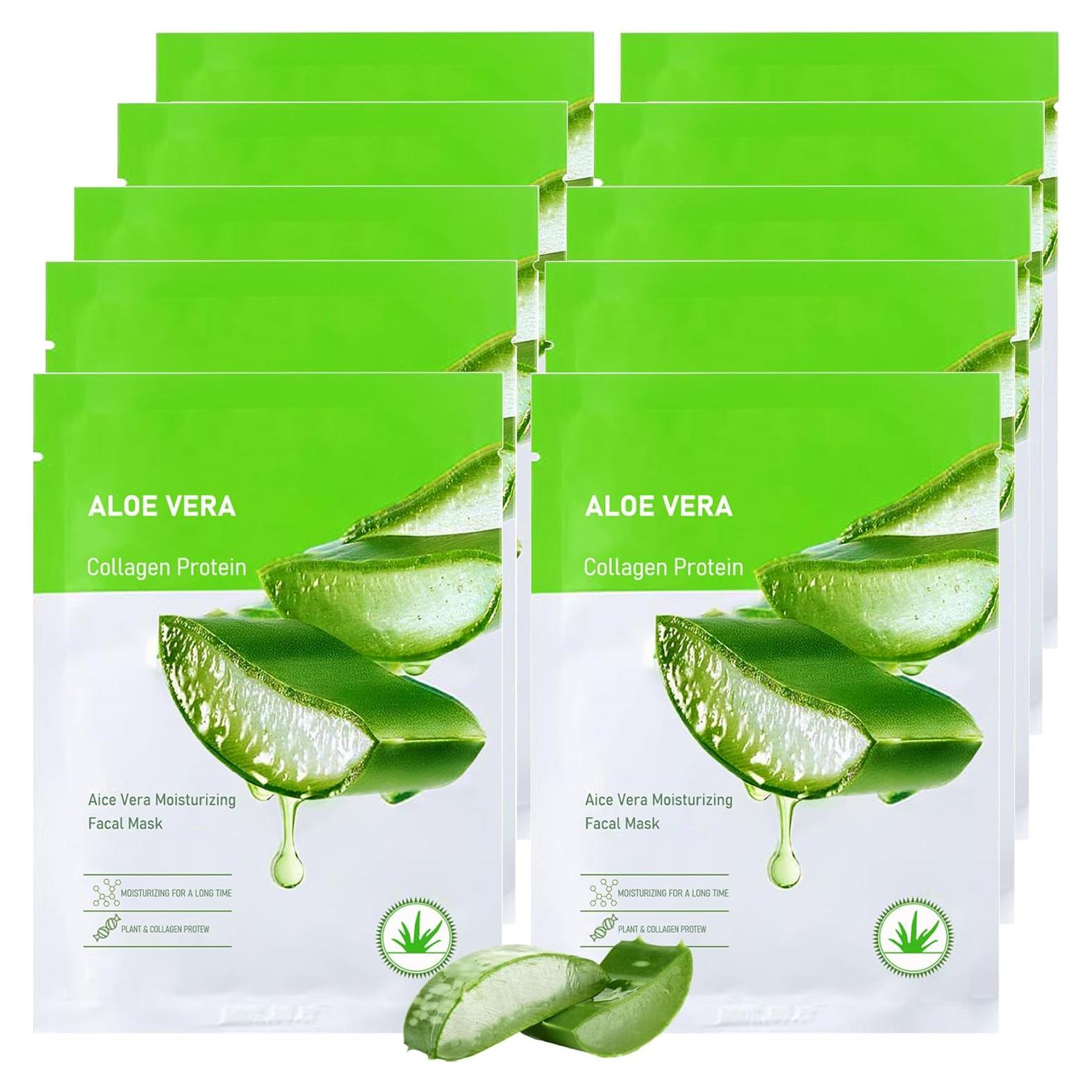 Mascarilla Facial Hidratante Aloe Vera Fusang - Paquete 10 Unidades