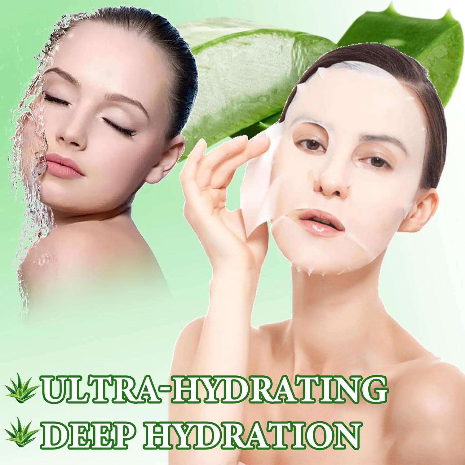 Mascarilla Facial Hidratante Aloe Vera Fusang - Paquete 10 Unidades