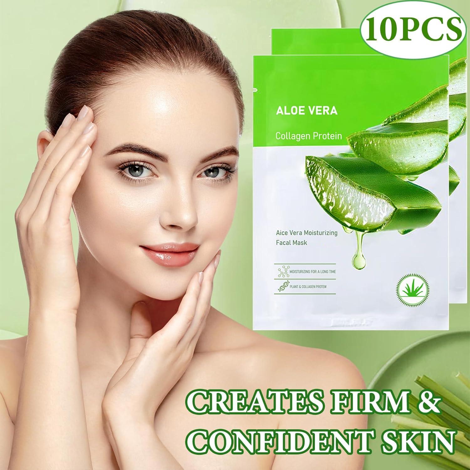 Mascarilla Facial Hidratante Aloe Vera Fusang - Paquete 10 Unidades