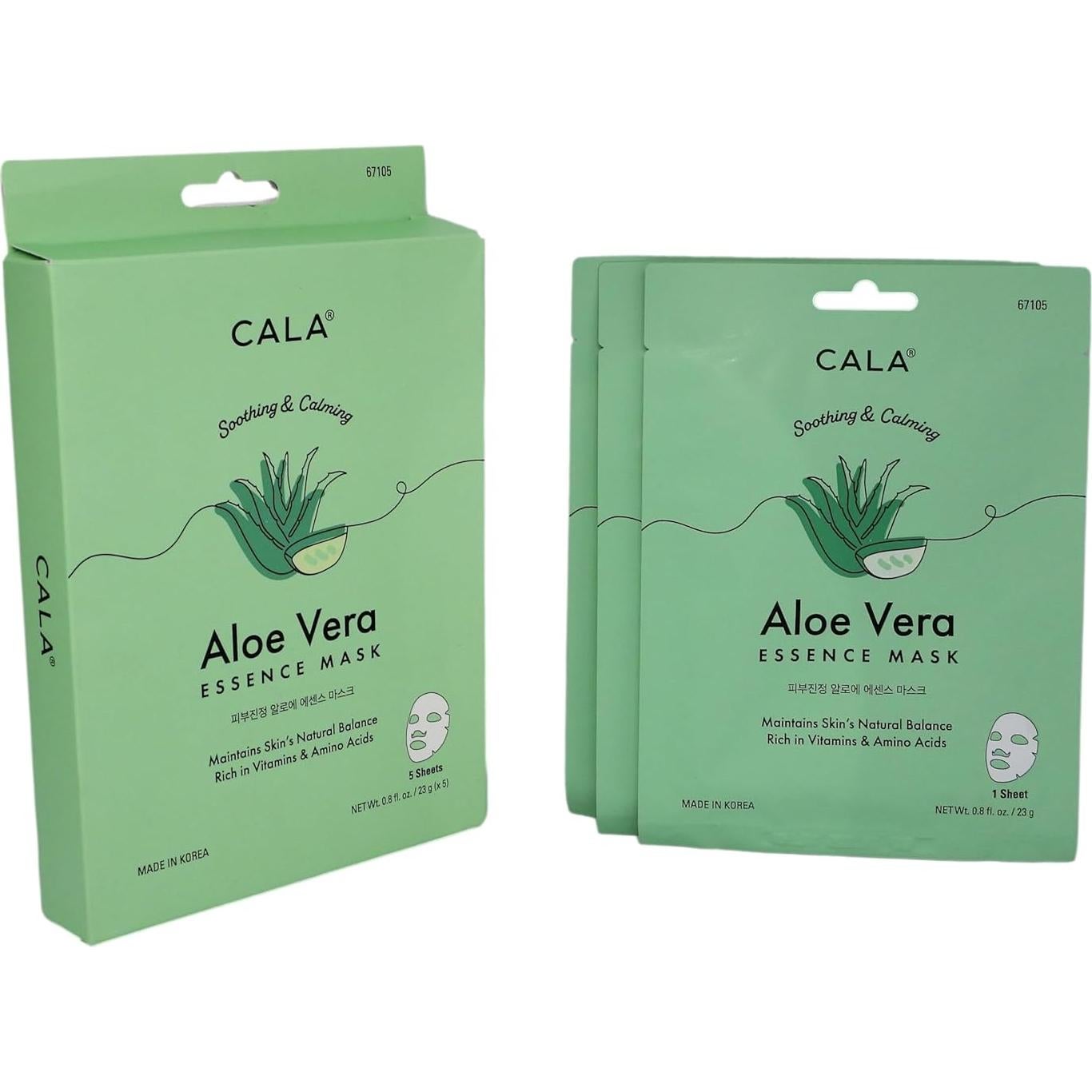 Mascarillas Faciales Cala Aloe Vera y Colágeno 5 Unidades