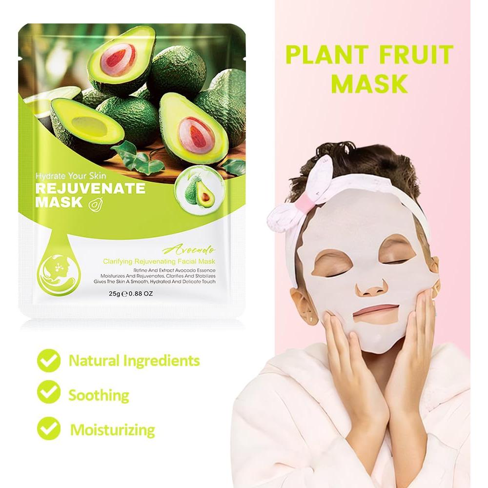 Mascarillas Faciales Kaely 12 Pcs Aguacate Hidratantes