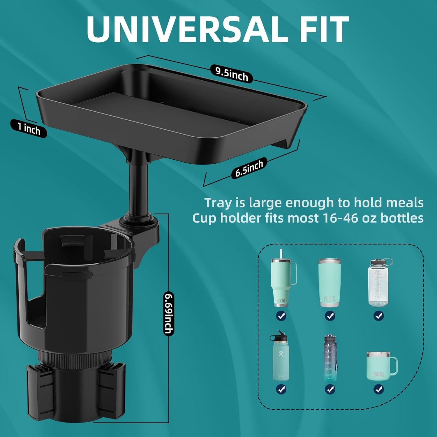 Bandeja para Portavasos de Coche TYKOR 24.1 cm Ajustable