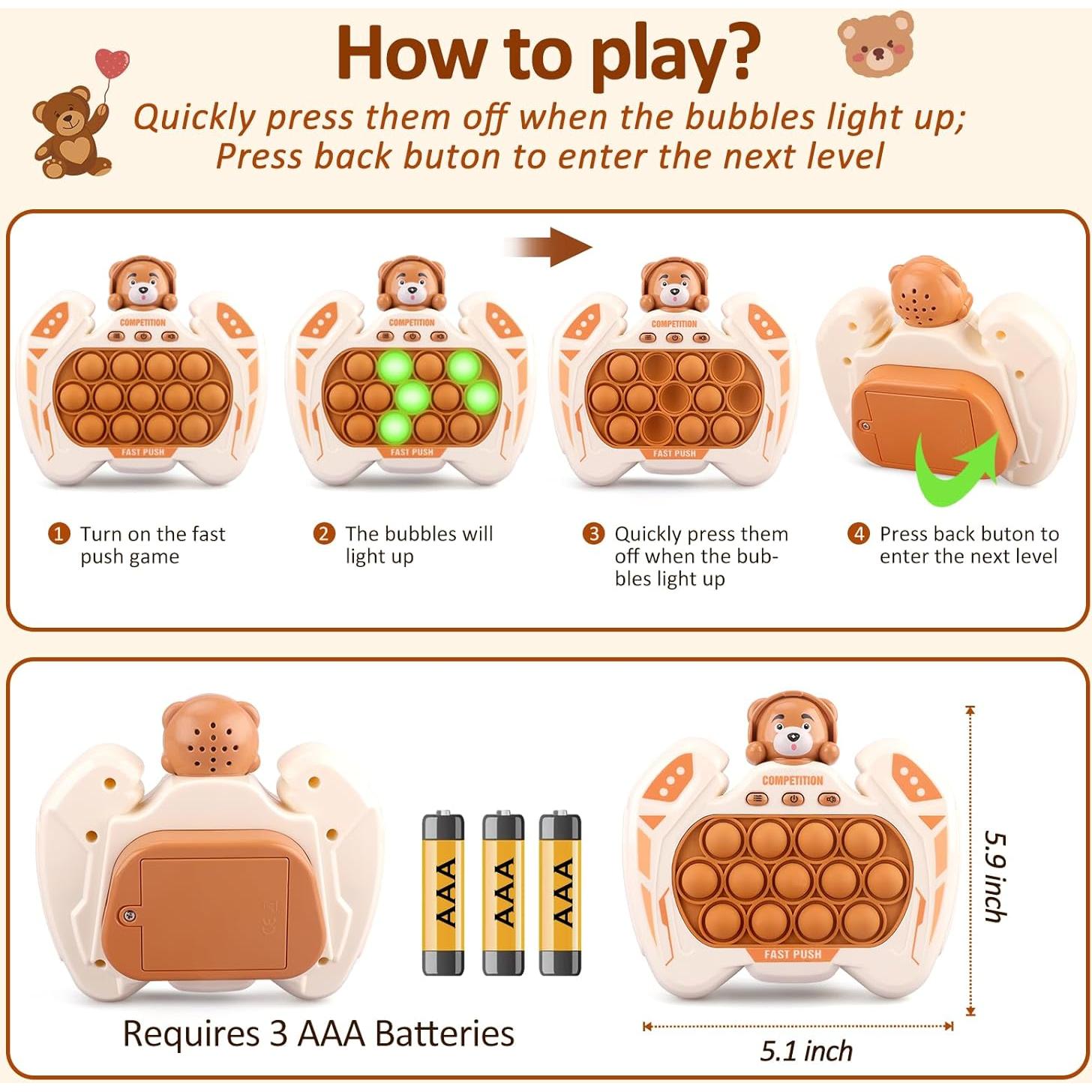 Juego de Empuje Rápido GAPER GO Oso Marrón Sensorial