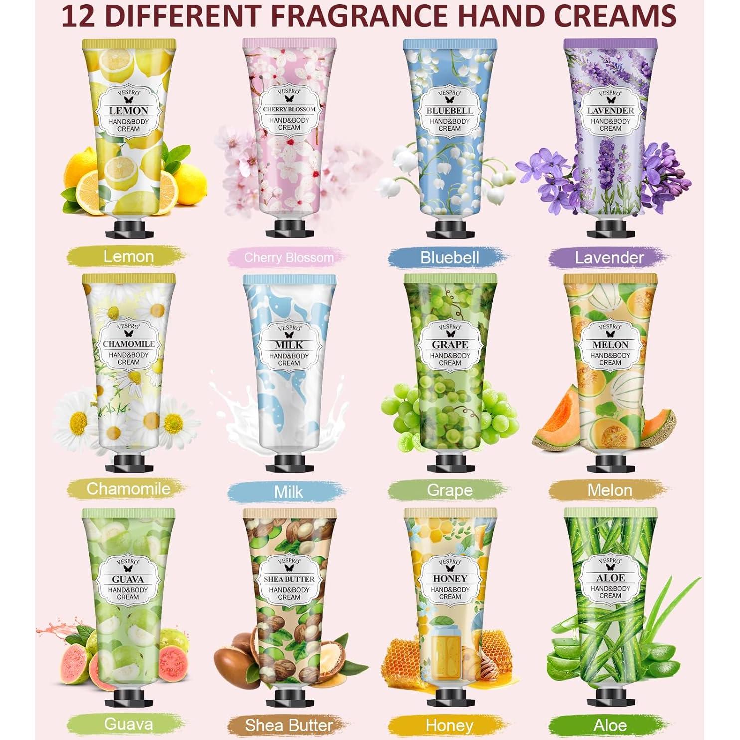 Set de Crema de Manos VESPRO 12 Paquetes Hidratantes Viaje