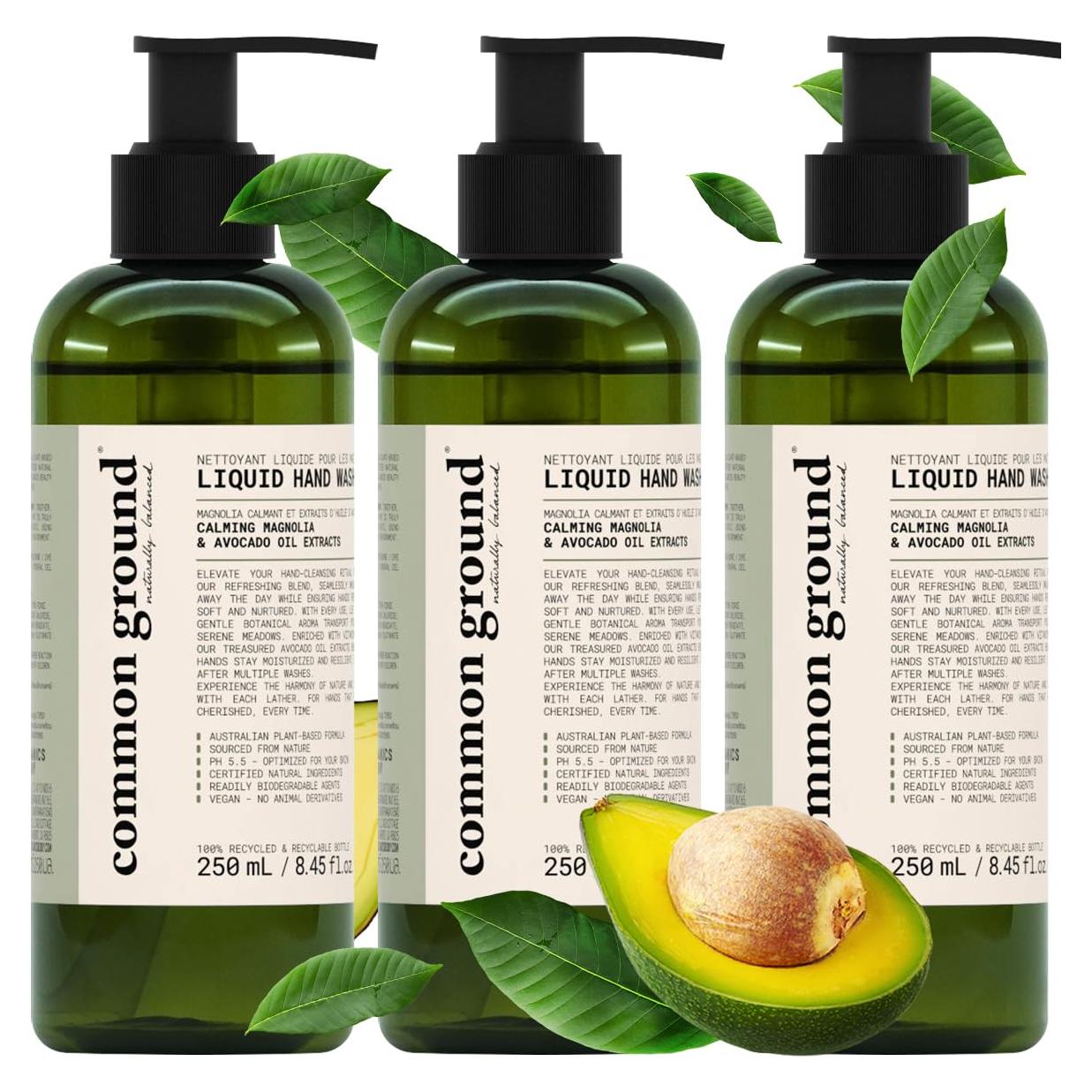 Jabón de Manos Orgánico Common Ground - Aceite de Aguacate - 3 Paquetes