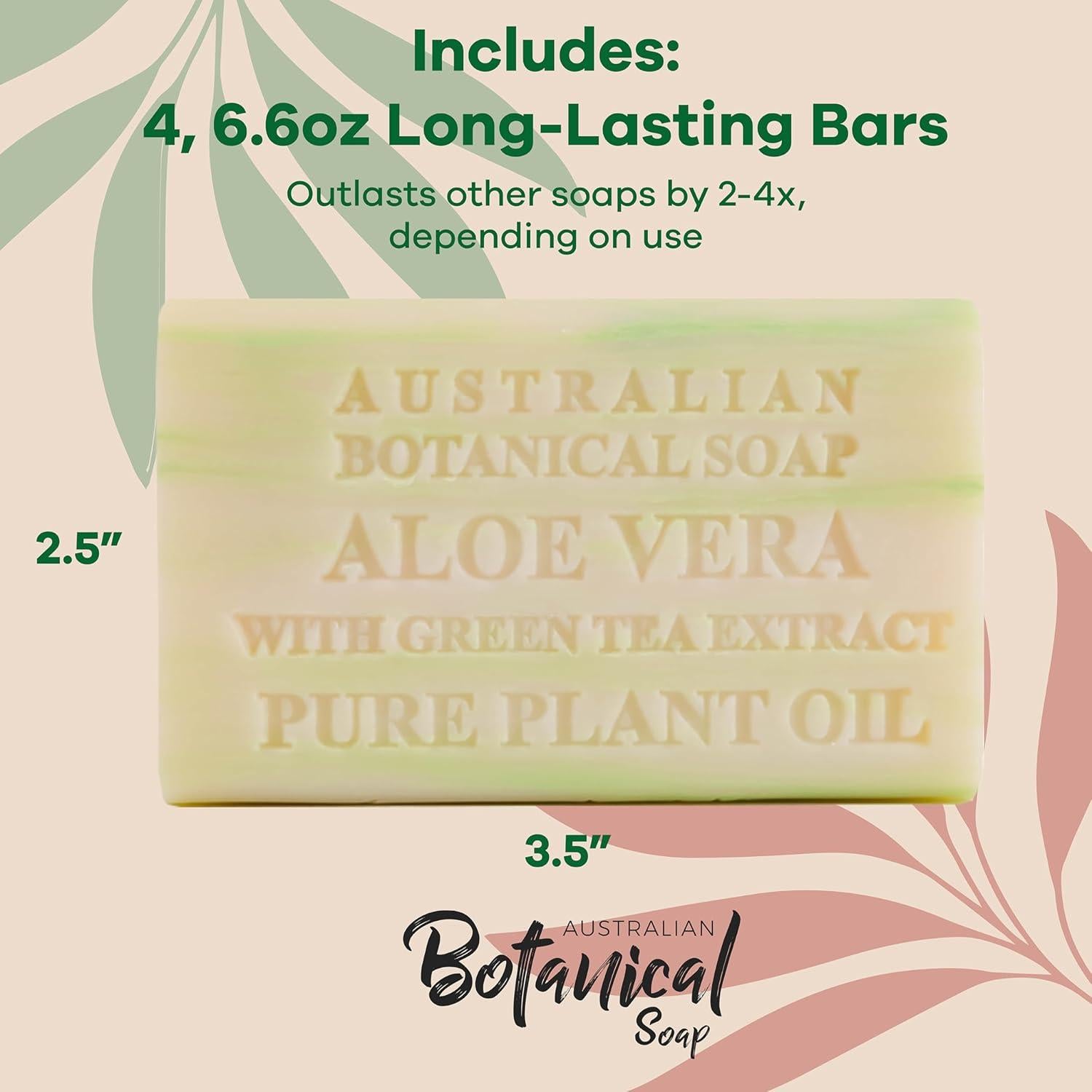 Jabón Botánico Australiano Aloe Vera 187 g - Paquete de 4