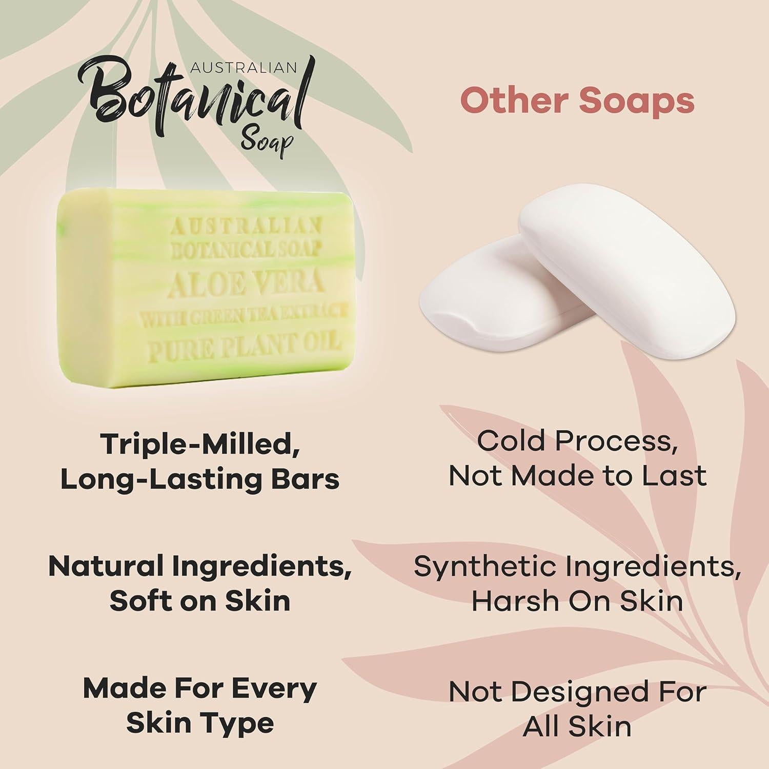 Jabón Botánico Australiano Aloe Vera 187 g - Paquete de 4