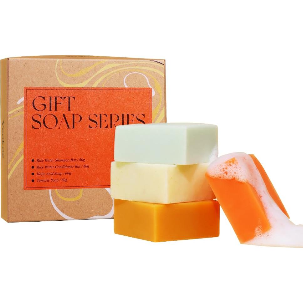 Juego de Jabones Naturales YEOKOE - Cúrcuma y Arroz 4 Piezas